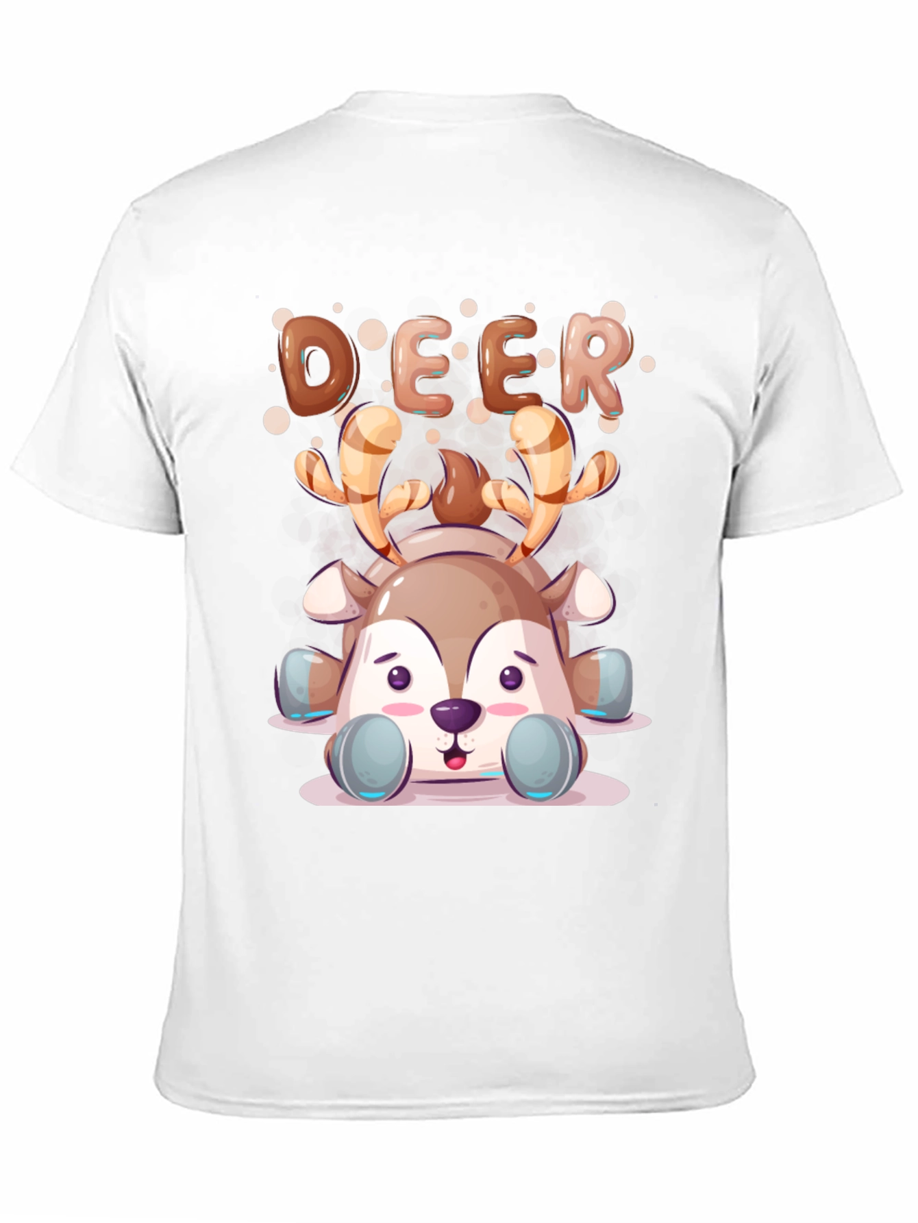 Cute Cartoon Deer Black T-Shirt