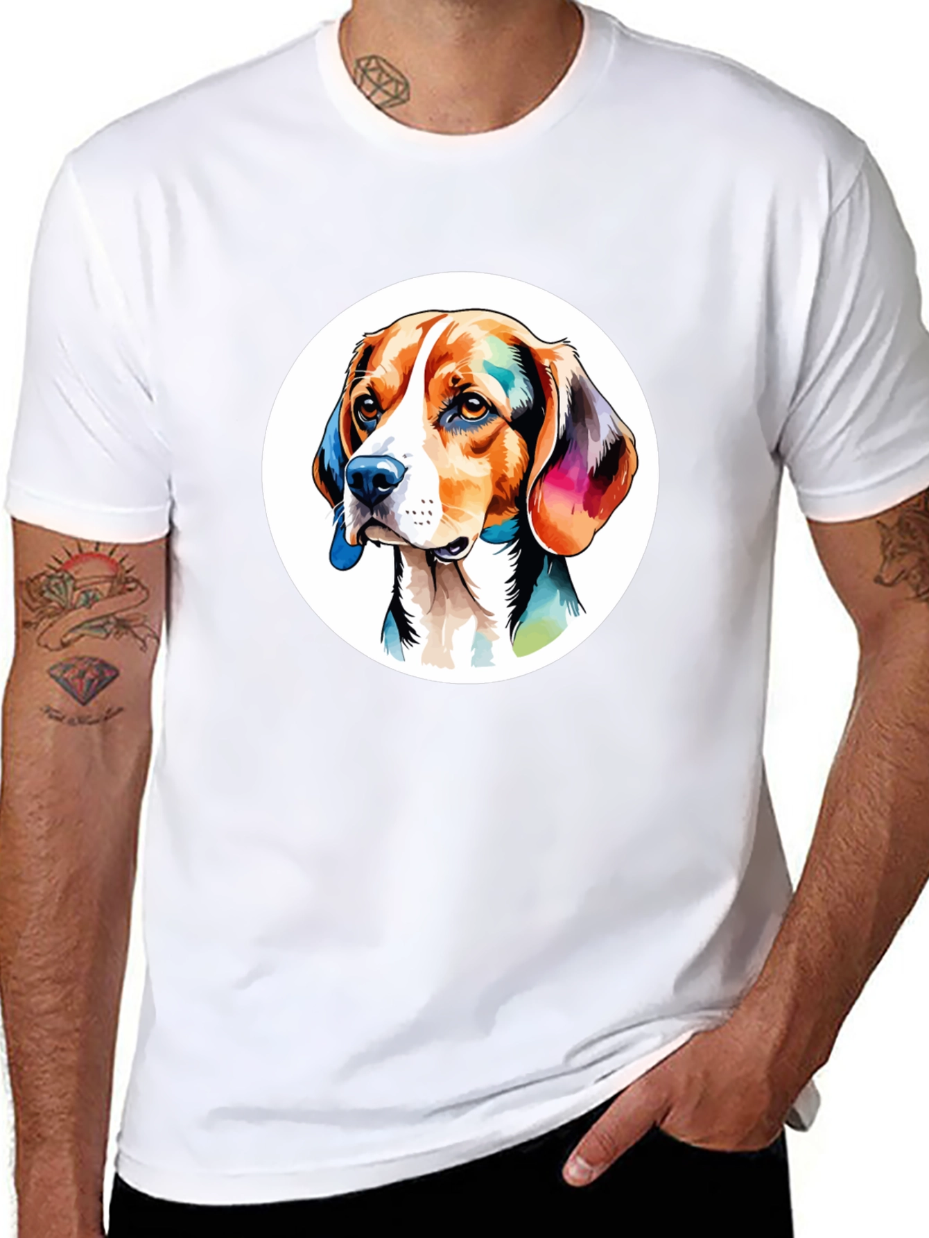 Dog Art Graphic Black T-Shirt