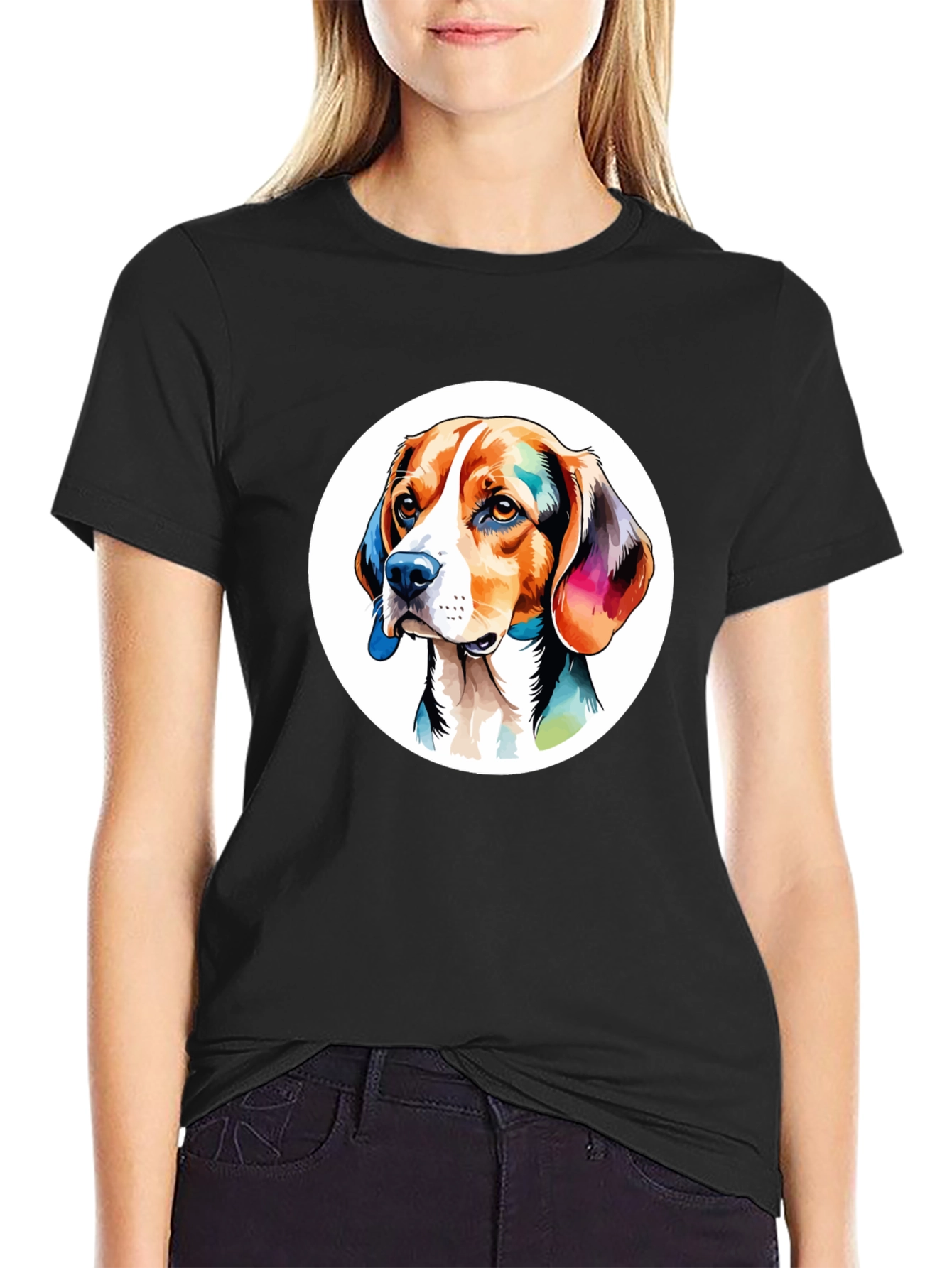 Dog Art Graphic Black T-Shirt