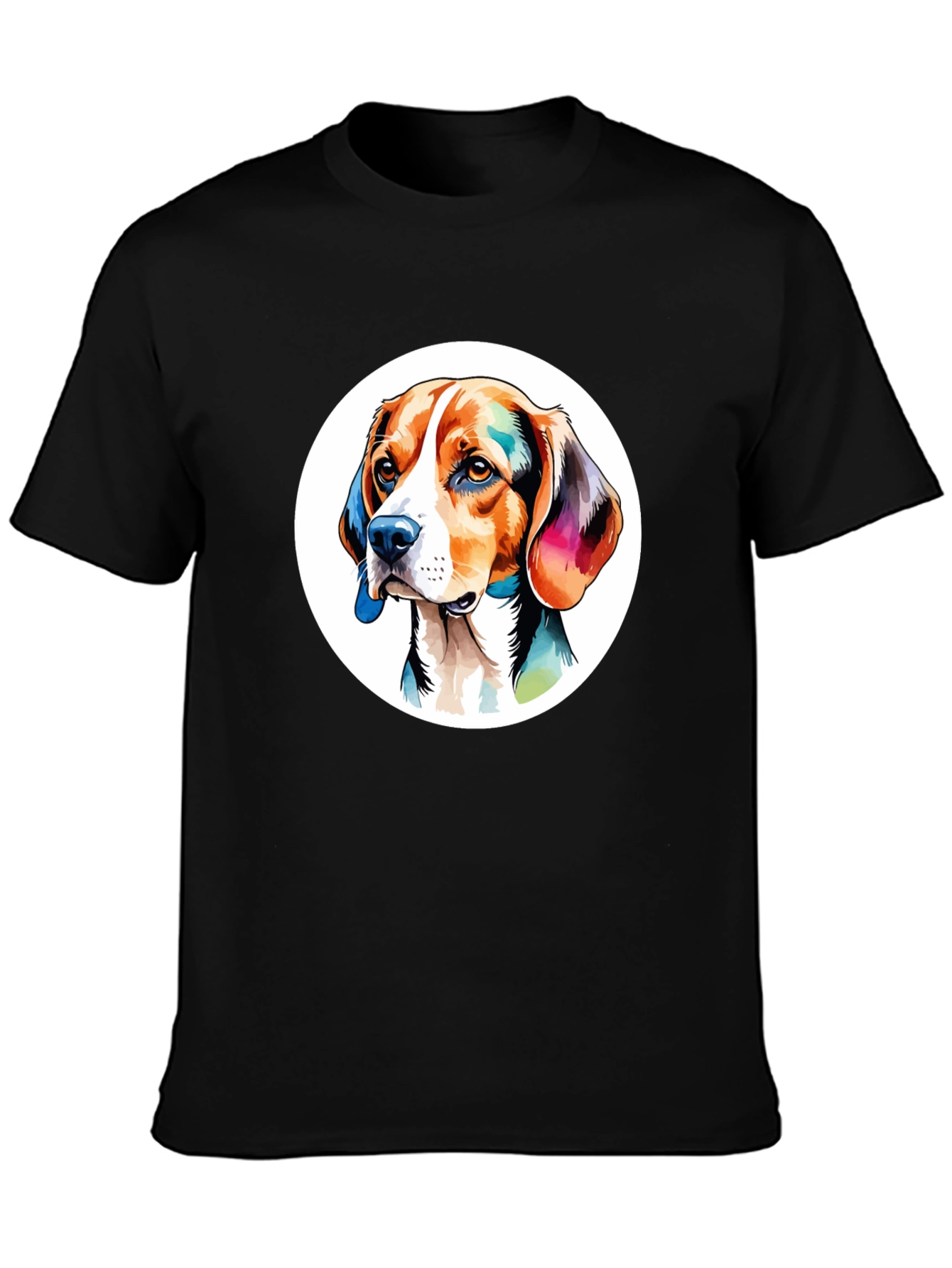 Dog Art Graphic Black T-Shirt
