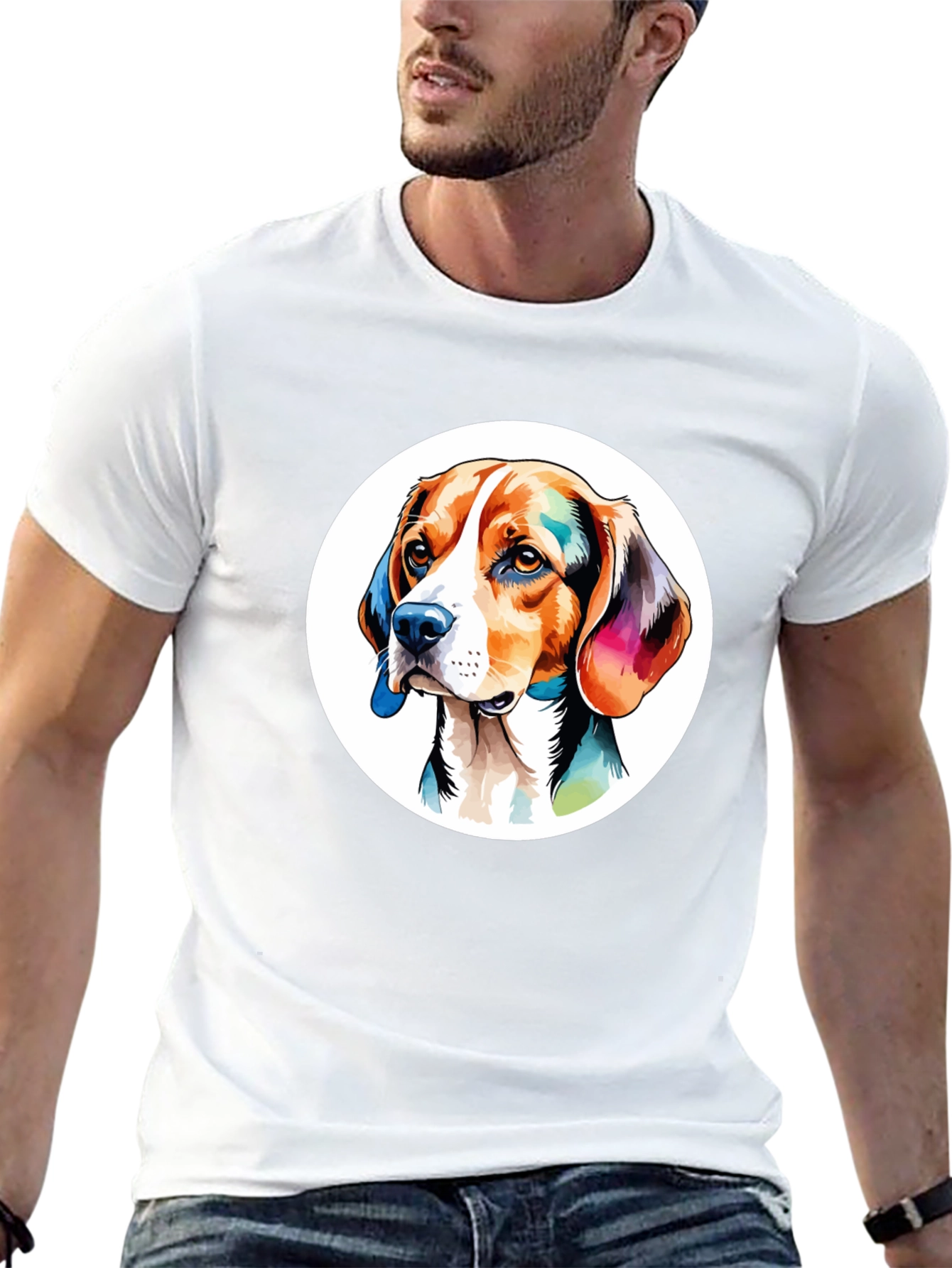Dog Art Graphic Black T-Shirt