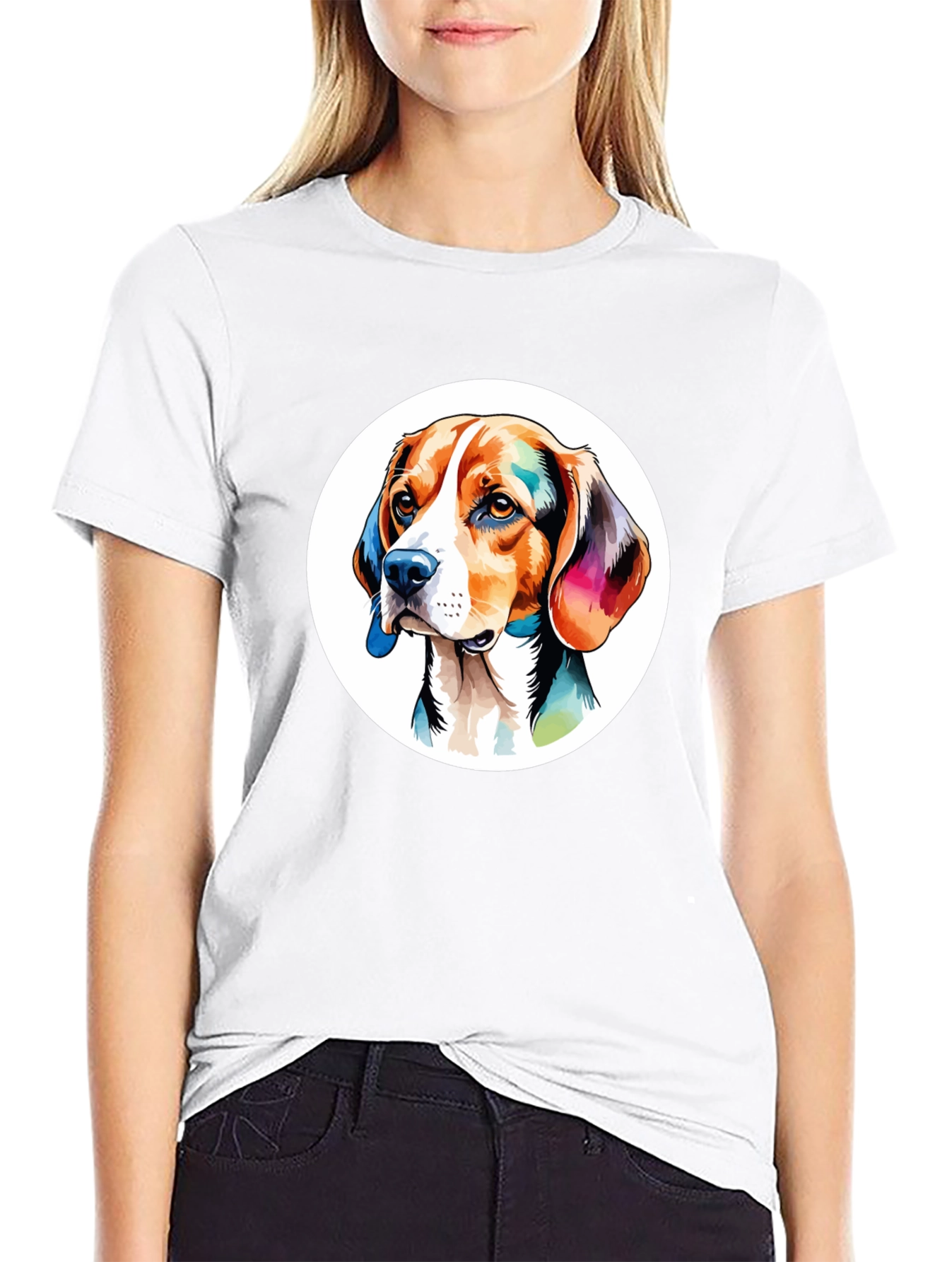 Dog Art Graphic Black T-Shirt