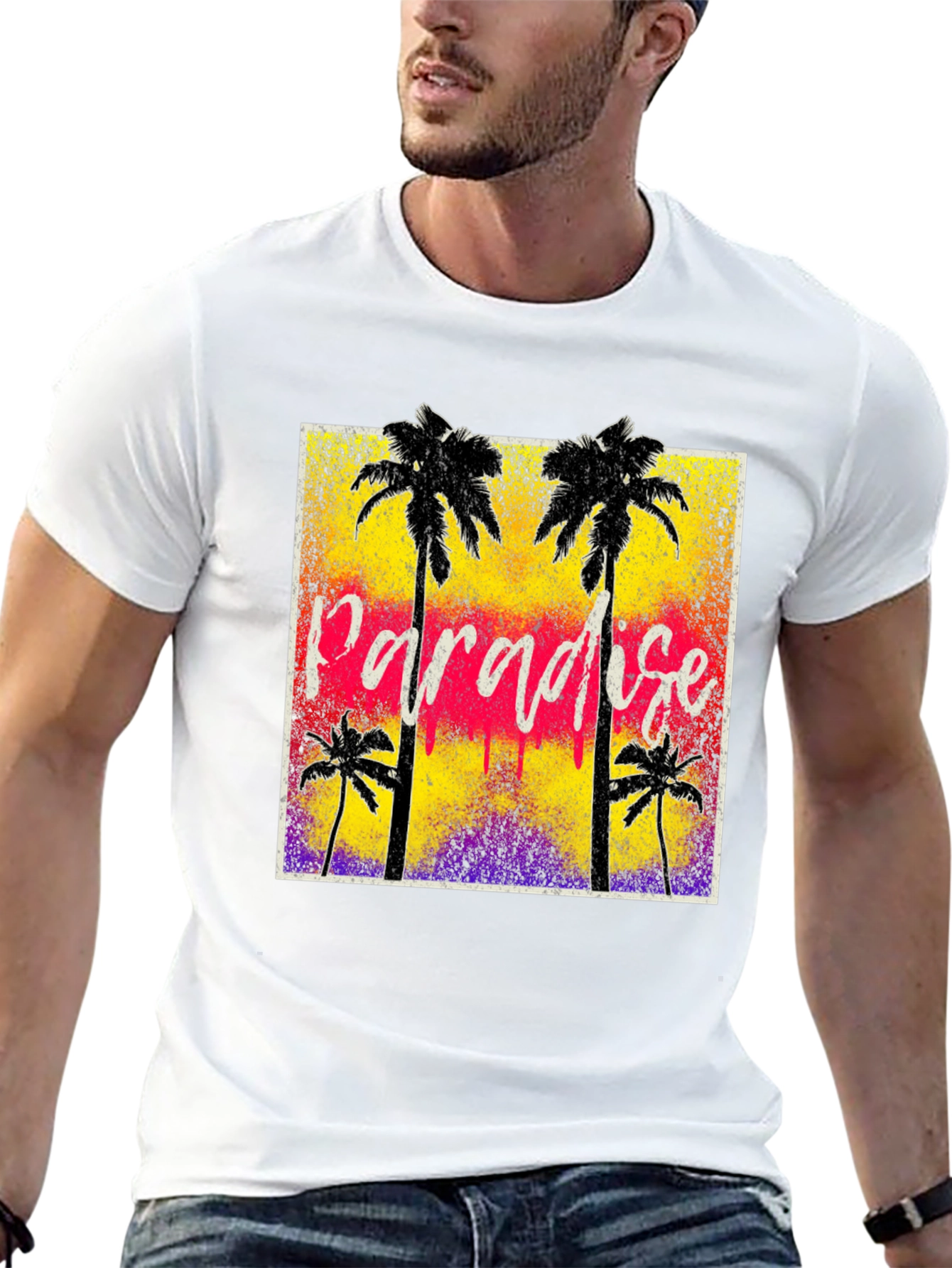 Paradise Graphic Print Black T-Shirt