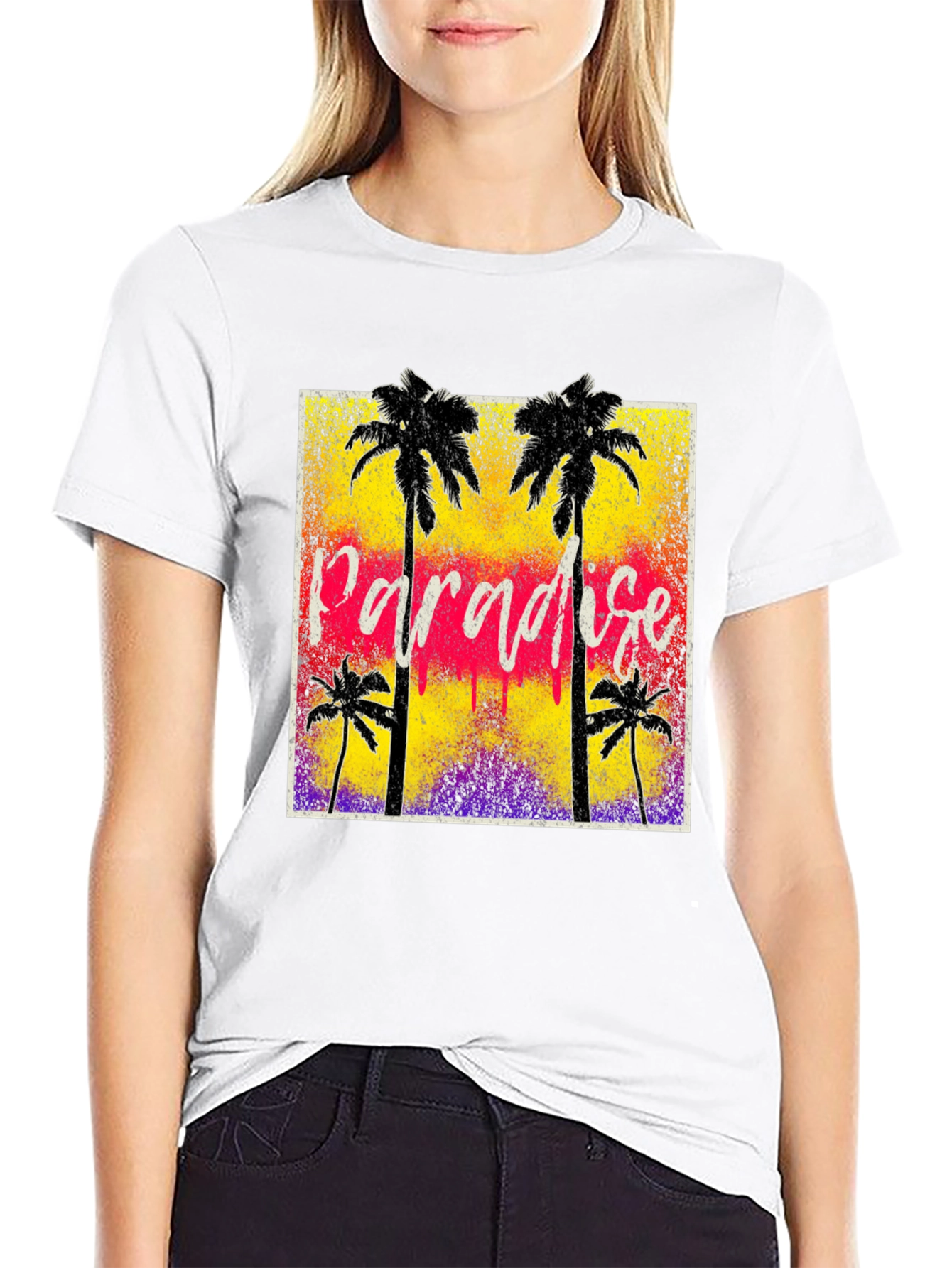 Paradise Graphic Print Black T-Shirt