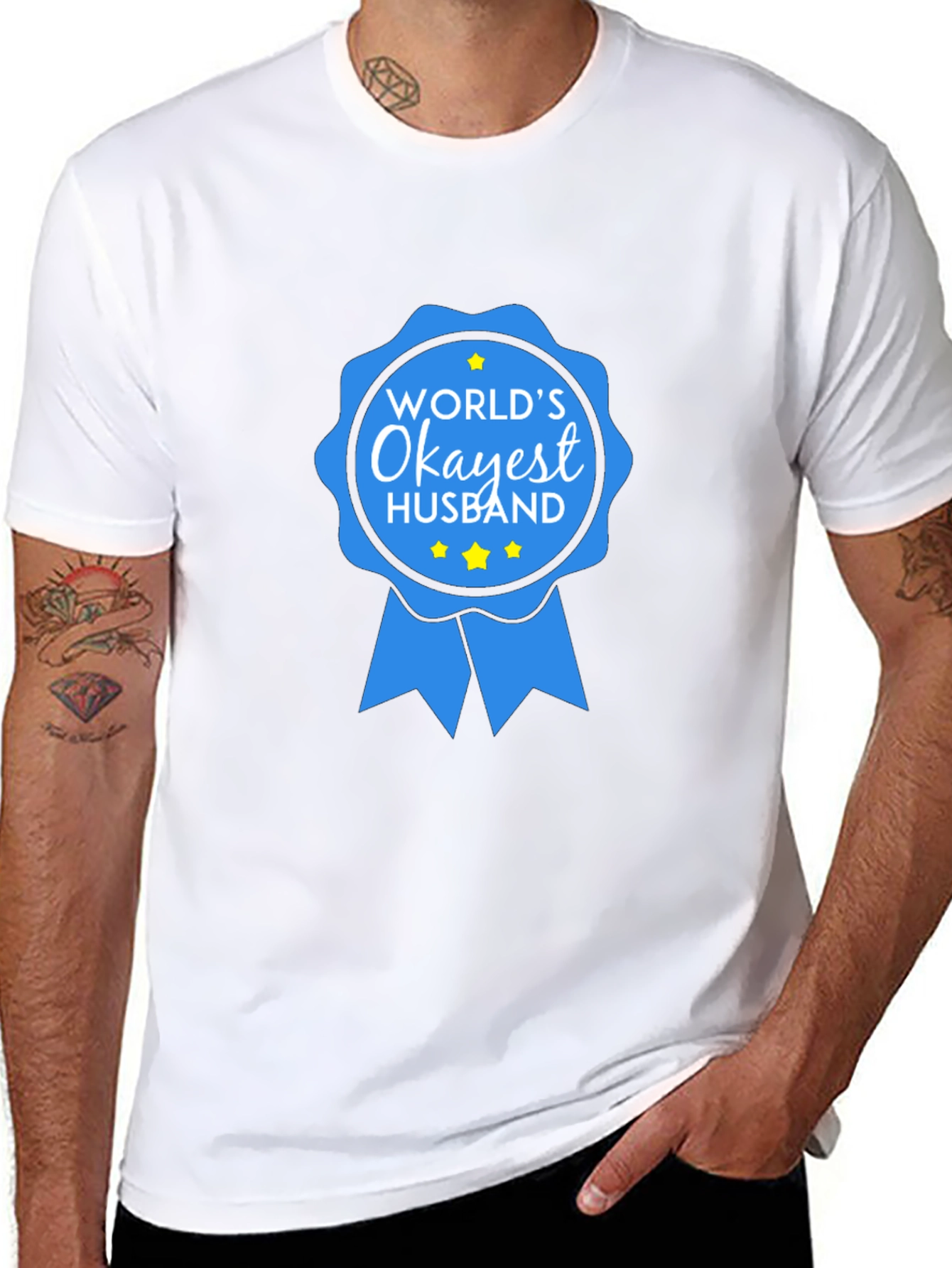 Worlds Okayest Husband T-Shirt - Funny Gift