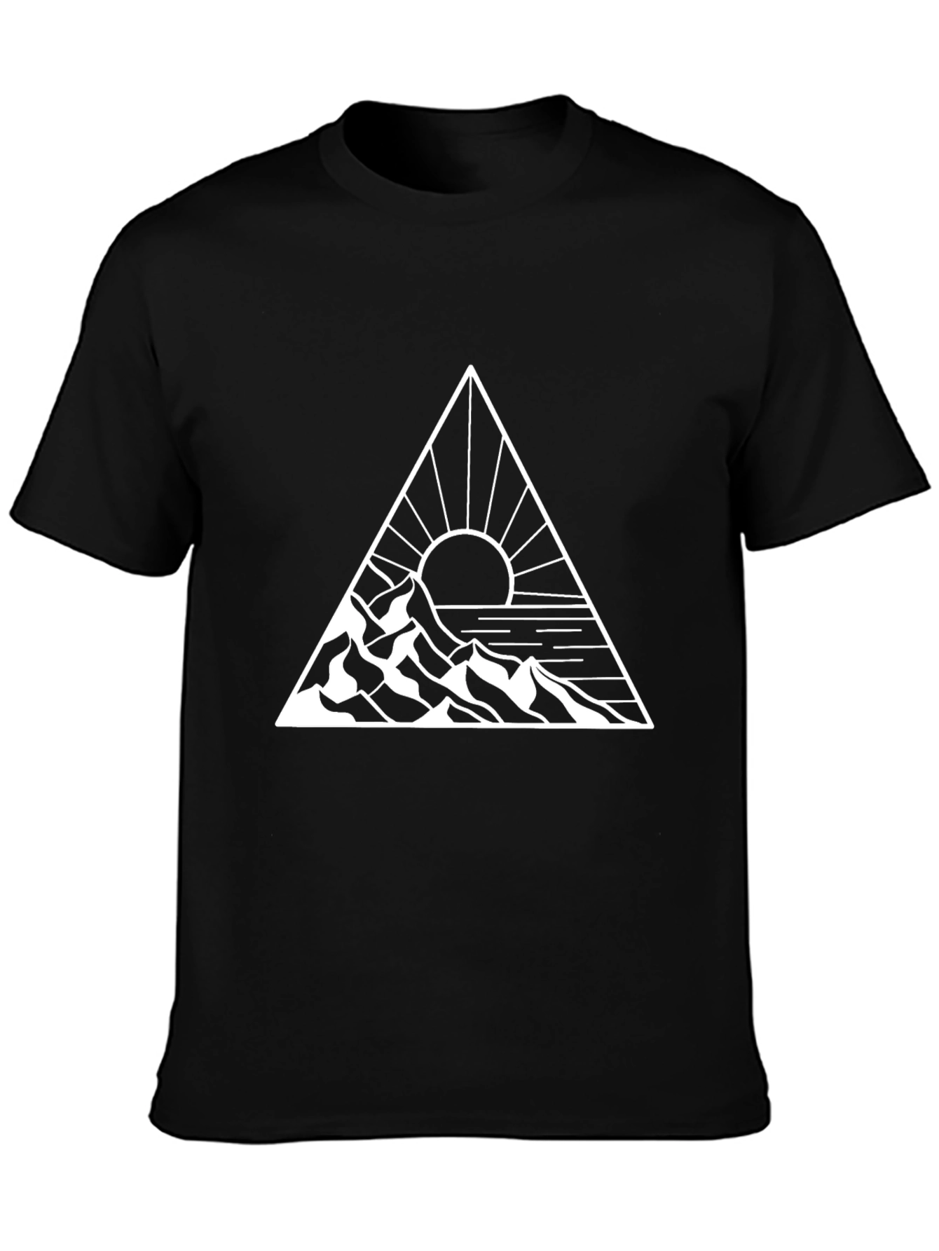 Triangle Mountain Sun Graphic Black T-Shirt