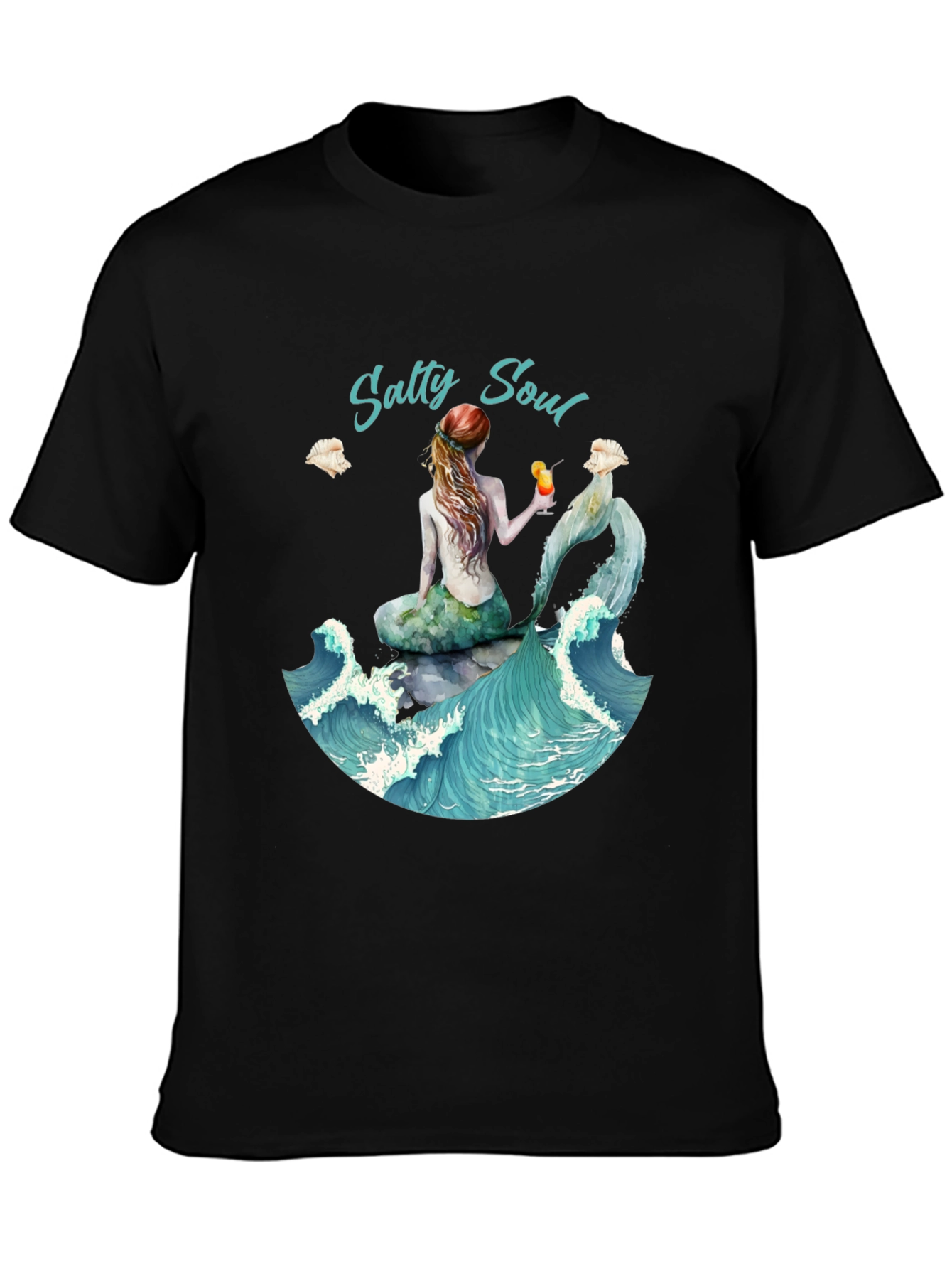 Salty Soul Mermaid Graphic Tee - Beach Lover Shirt