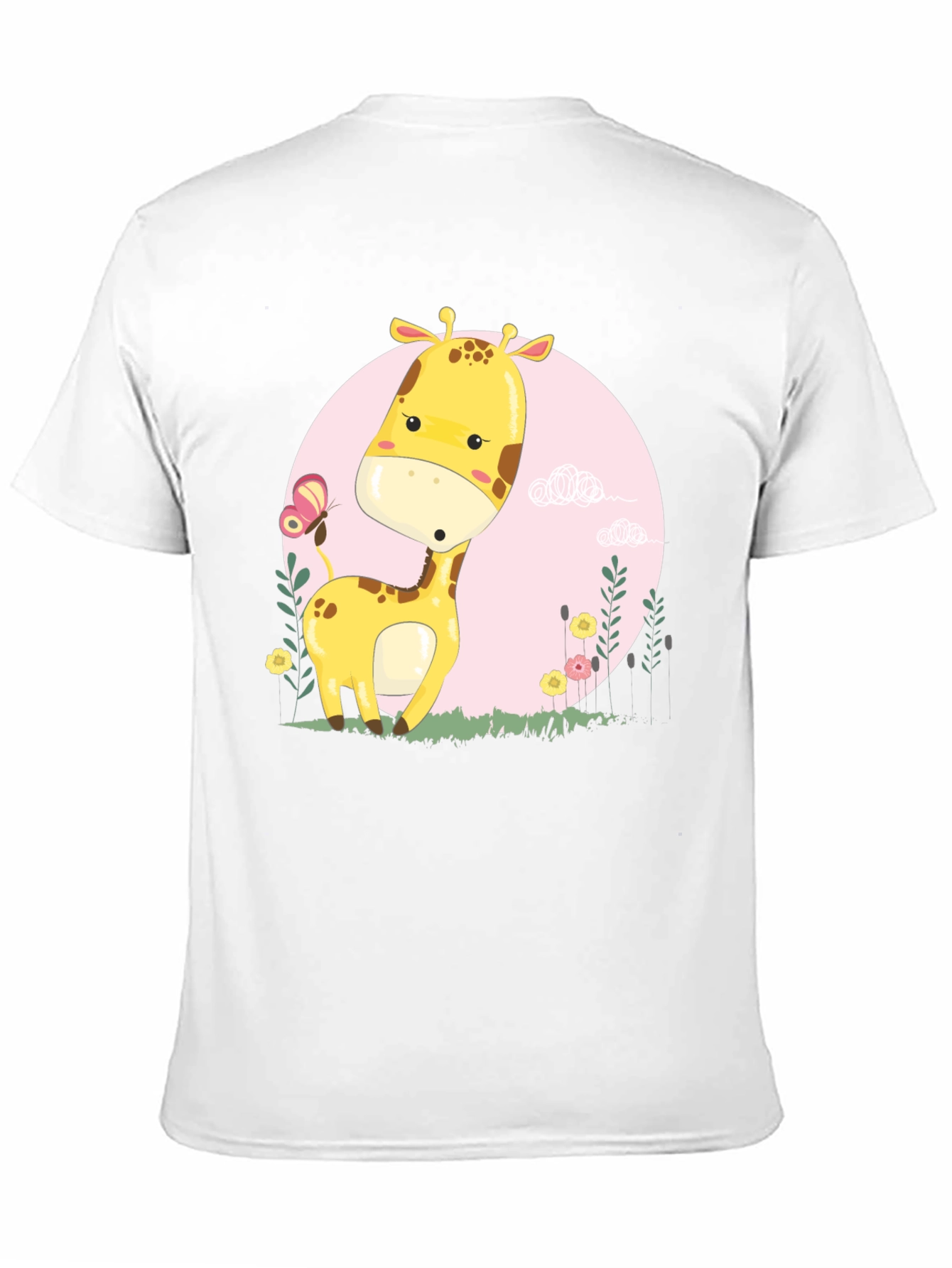 Cute Giraffe Cartoon Graphic Tee - Black