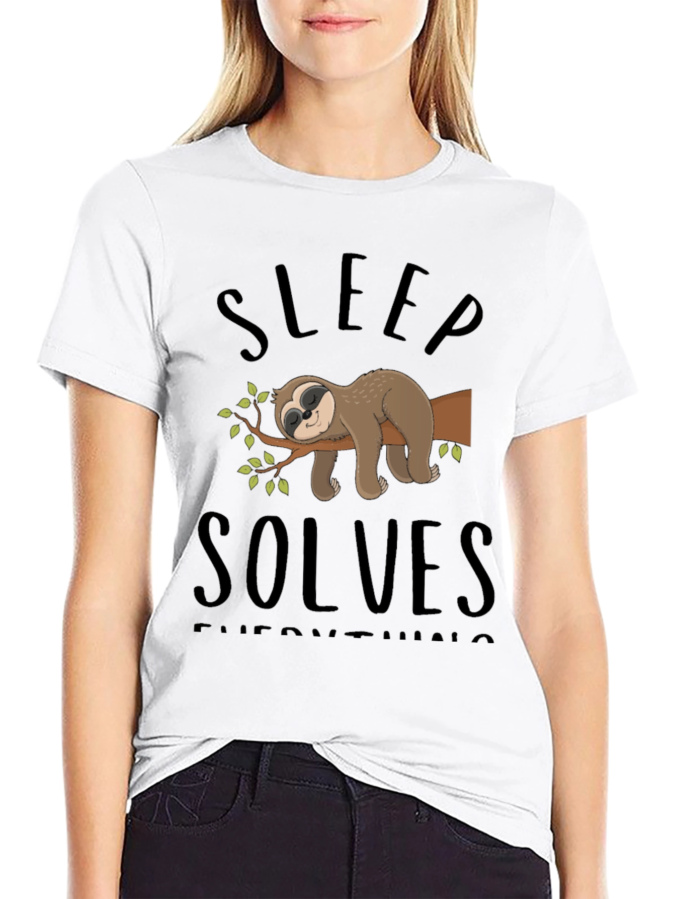 Sleep Solves Everything Sloth Graphic Tee