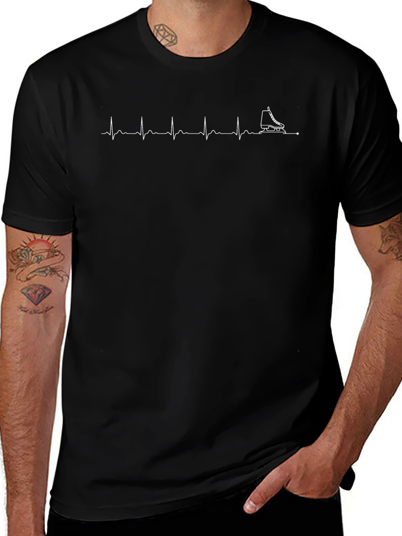 Skateboarding Heartbeat T-Shirt - Black