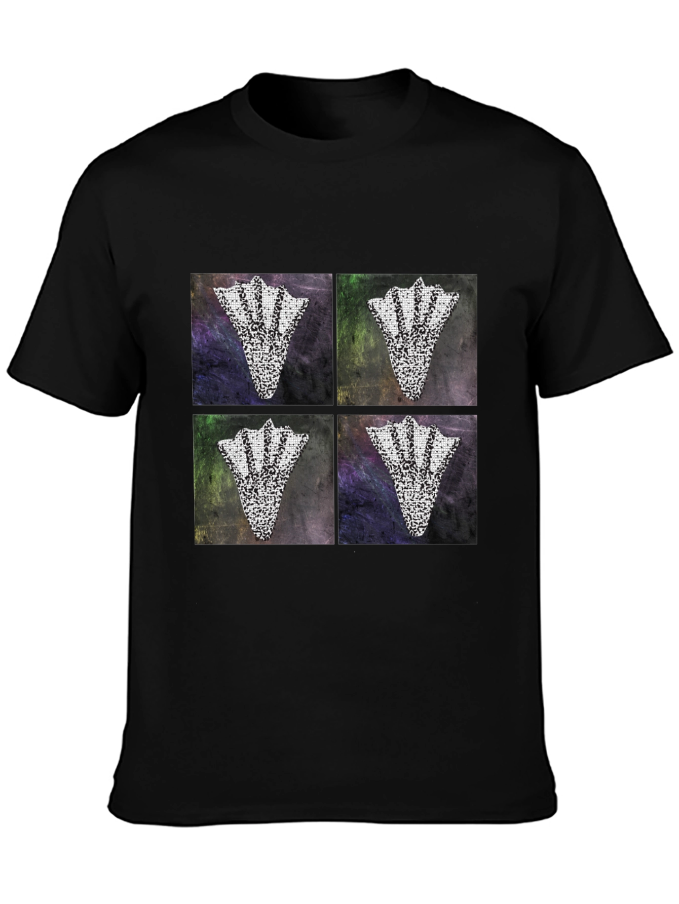 Abstract Motif Graphic Tee for Men - Black