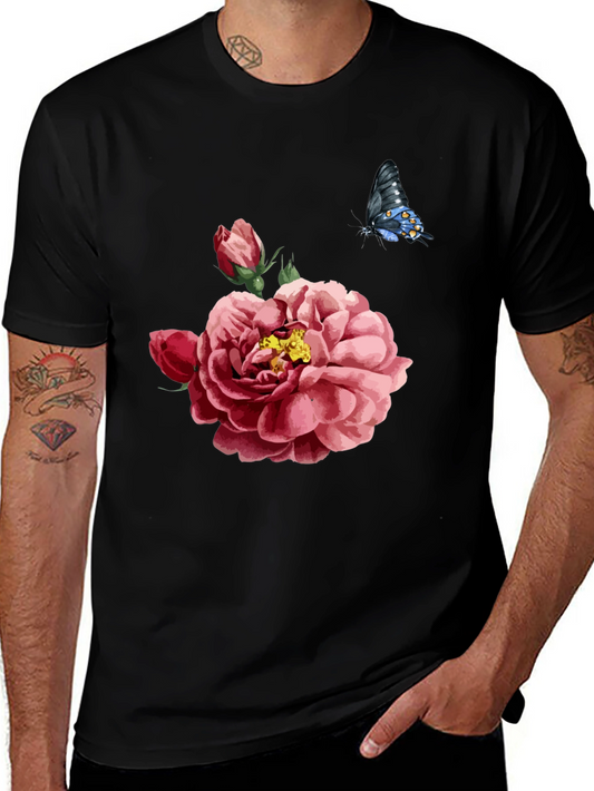 Floral Butterfly Graphic Tee - Soft Cotton Comfort