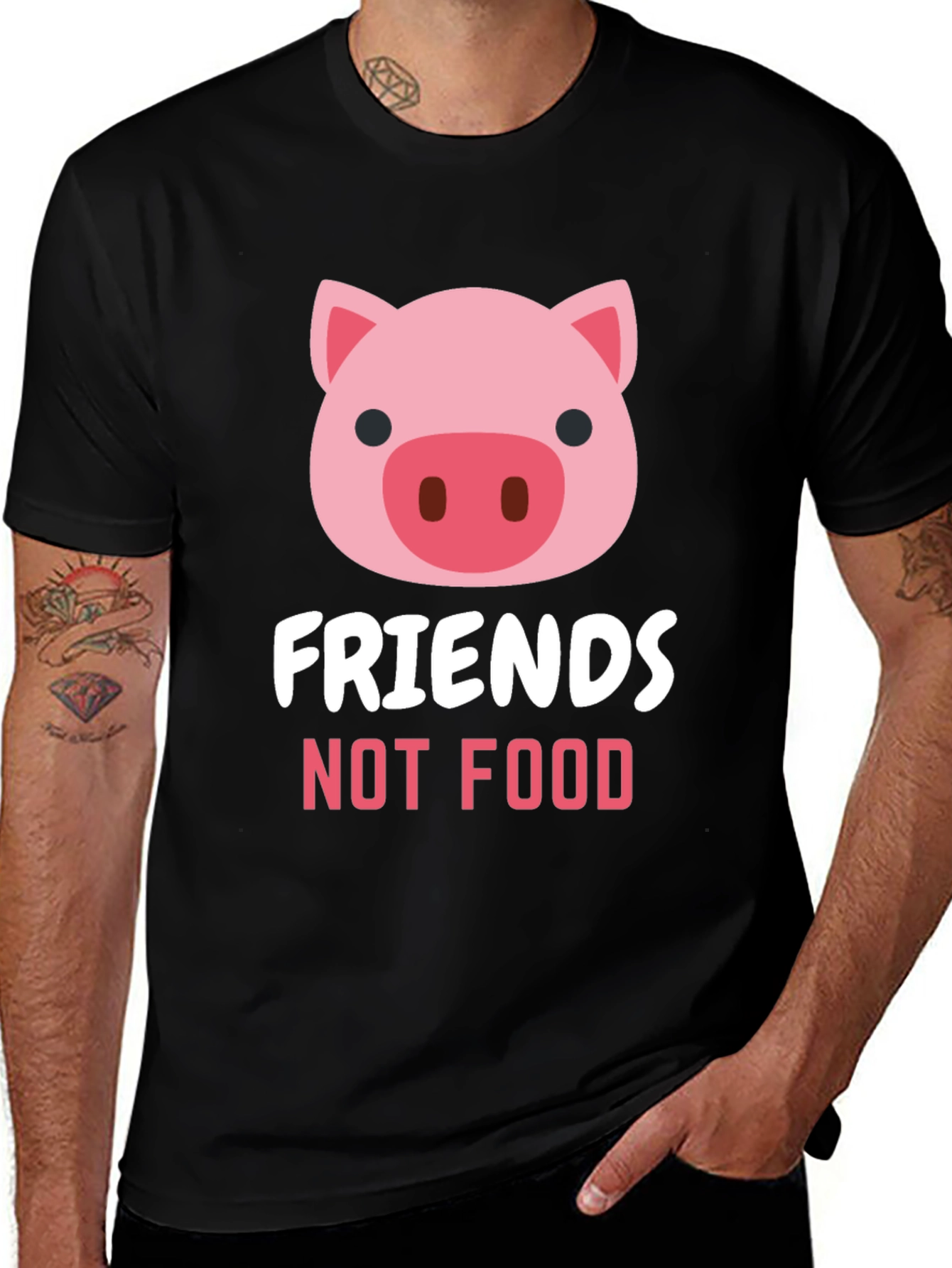 Vegan T-Shirt - Friends Not Food Pig Tee
