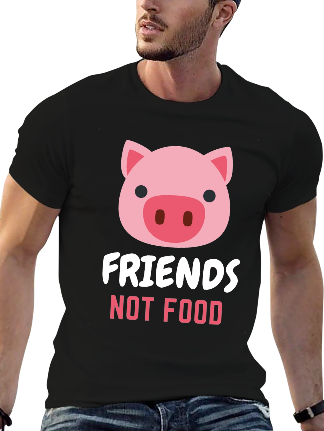Vegan T-Shirt - Friends Not Food Pig Tee