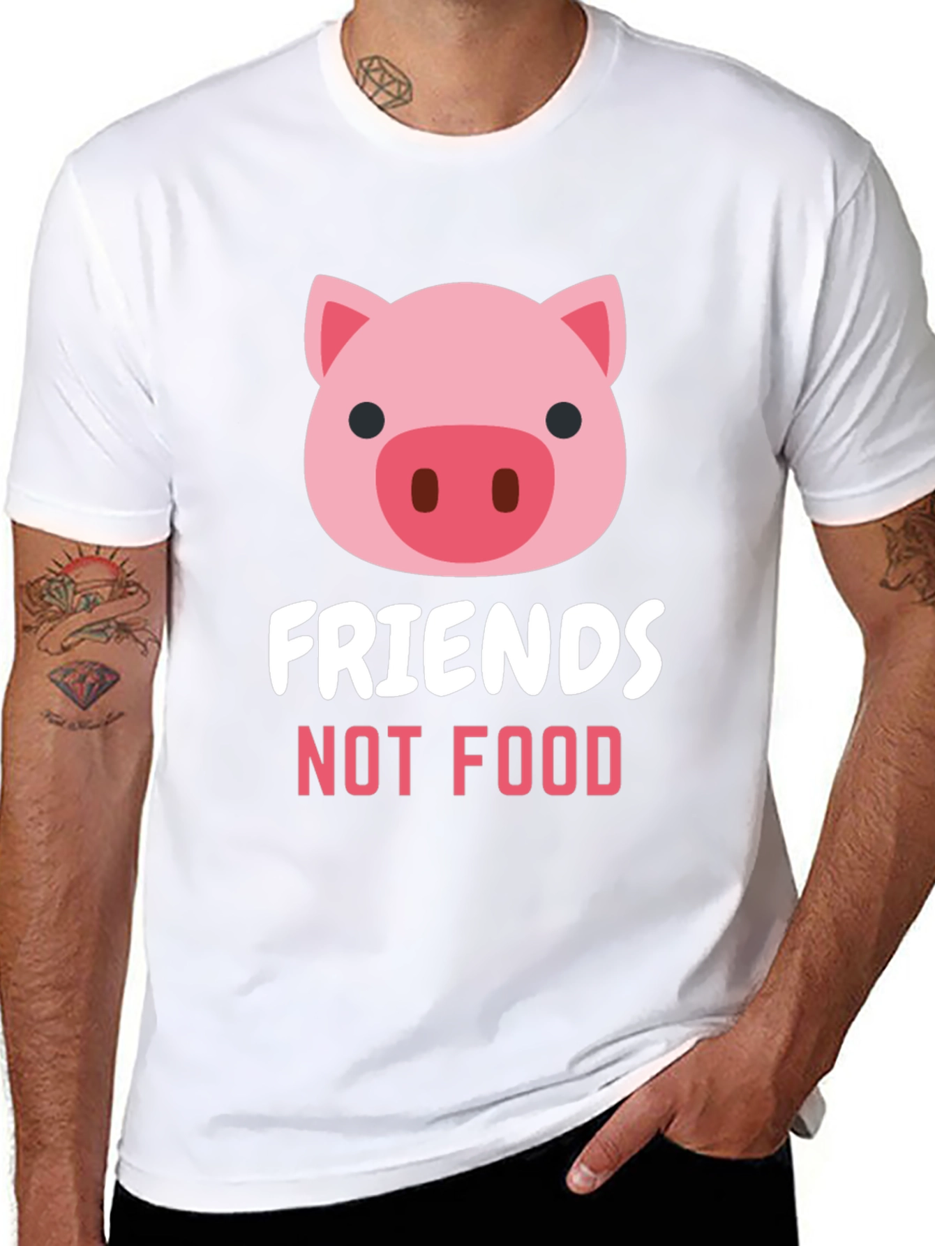 Vegan T-Shirt - Friends Not Food Pig Tee