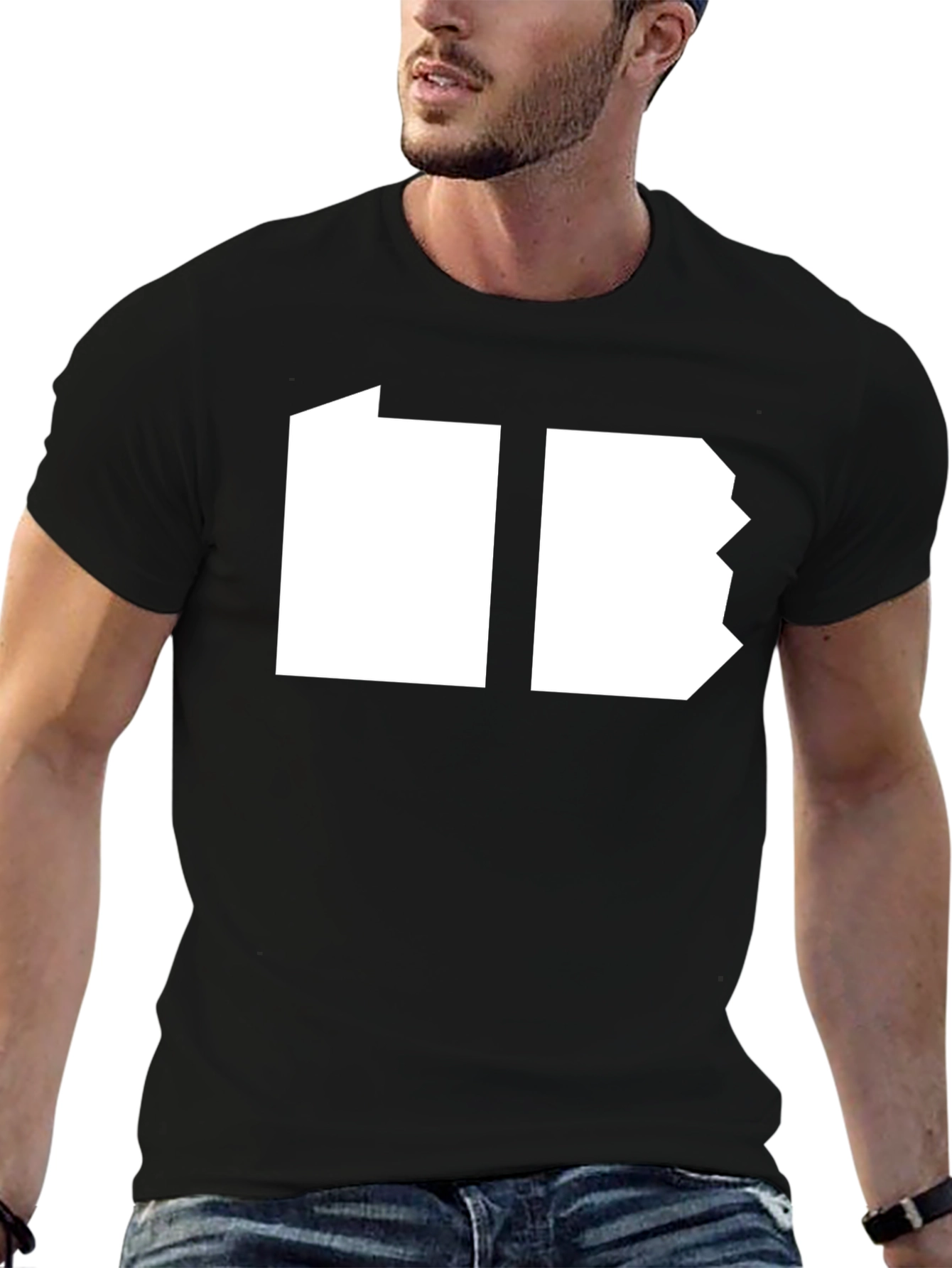 Modern Geometric Graphic T-Shirt - Black