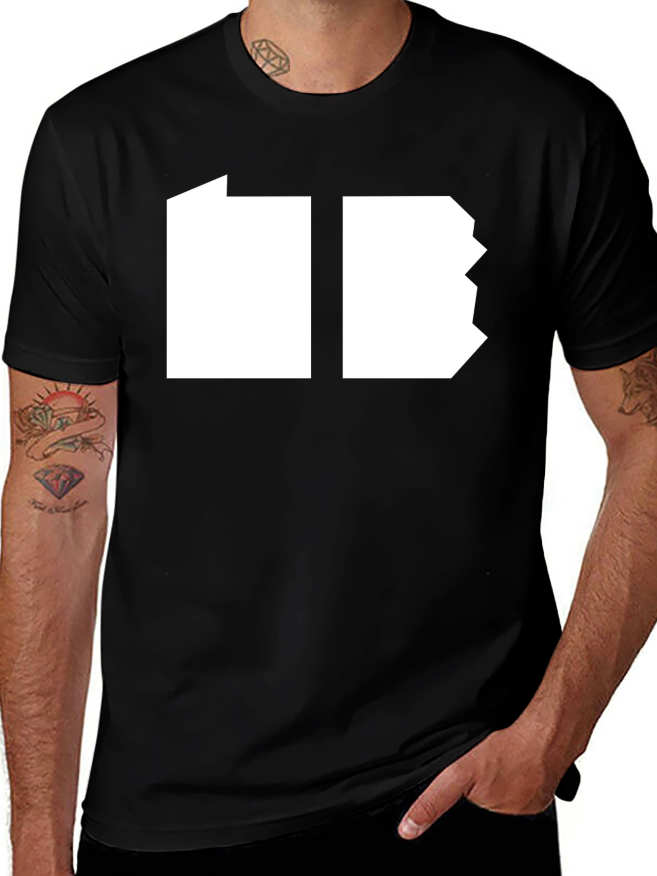 Modern Geometric Graphic T-Shirt - Black