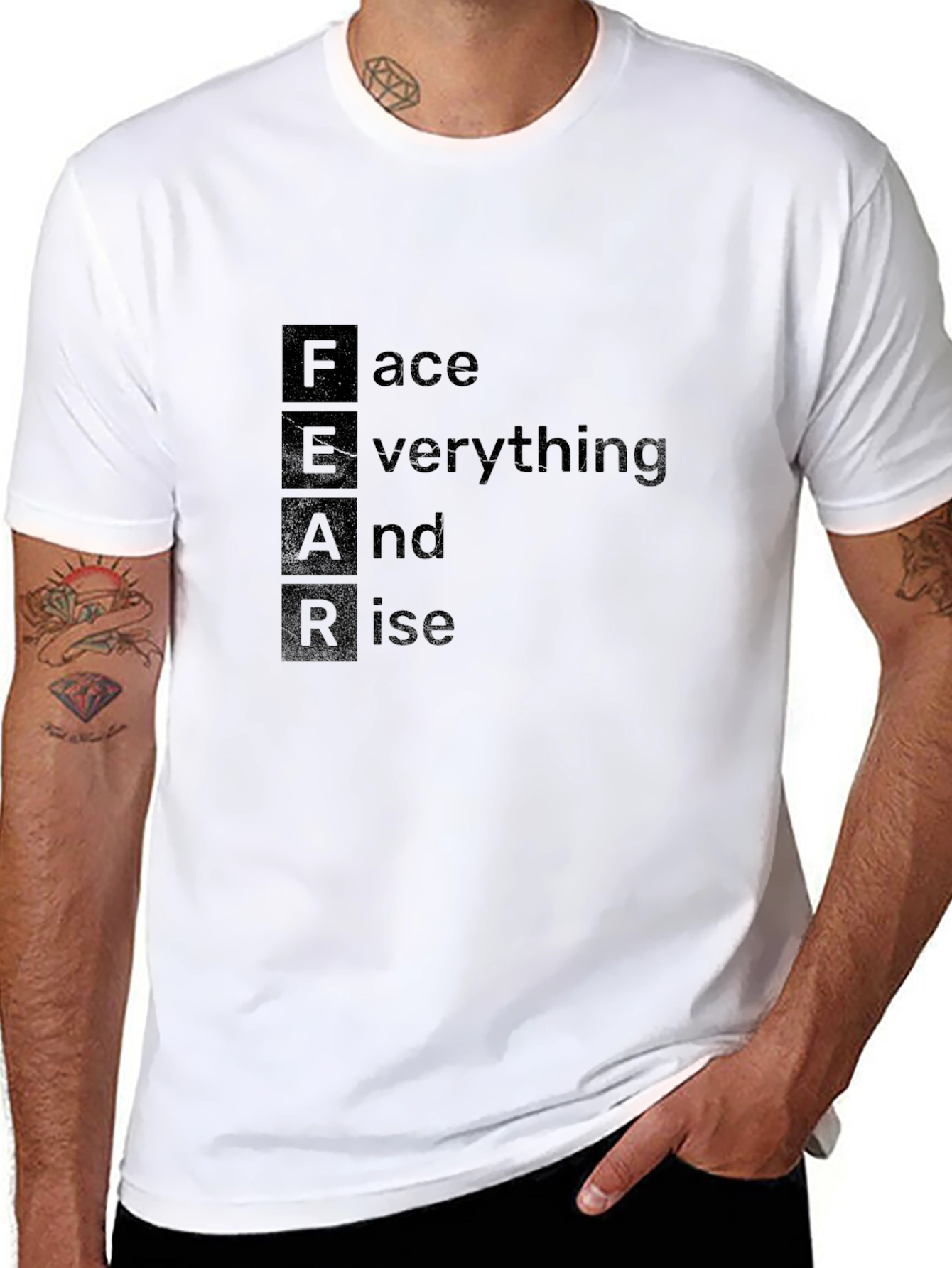 FEAR Face Everything Motivational Black T-Shirt