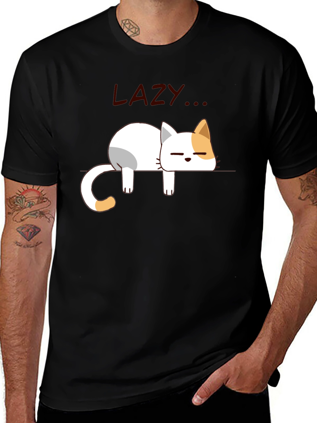 Lazy Cat Graphic T-Shirt - Relaxed Fit Soft Cotton