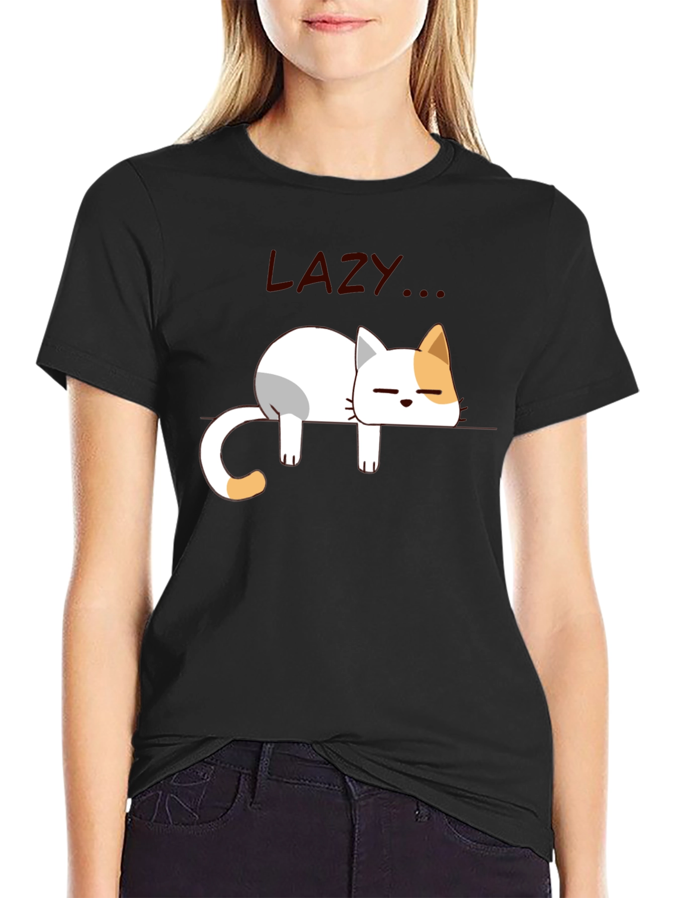 Lazy Cat Graphic T-Shirt - Relaxed Fit Soft Cotton