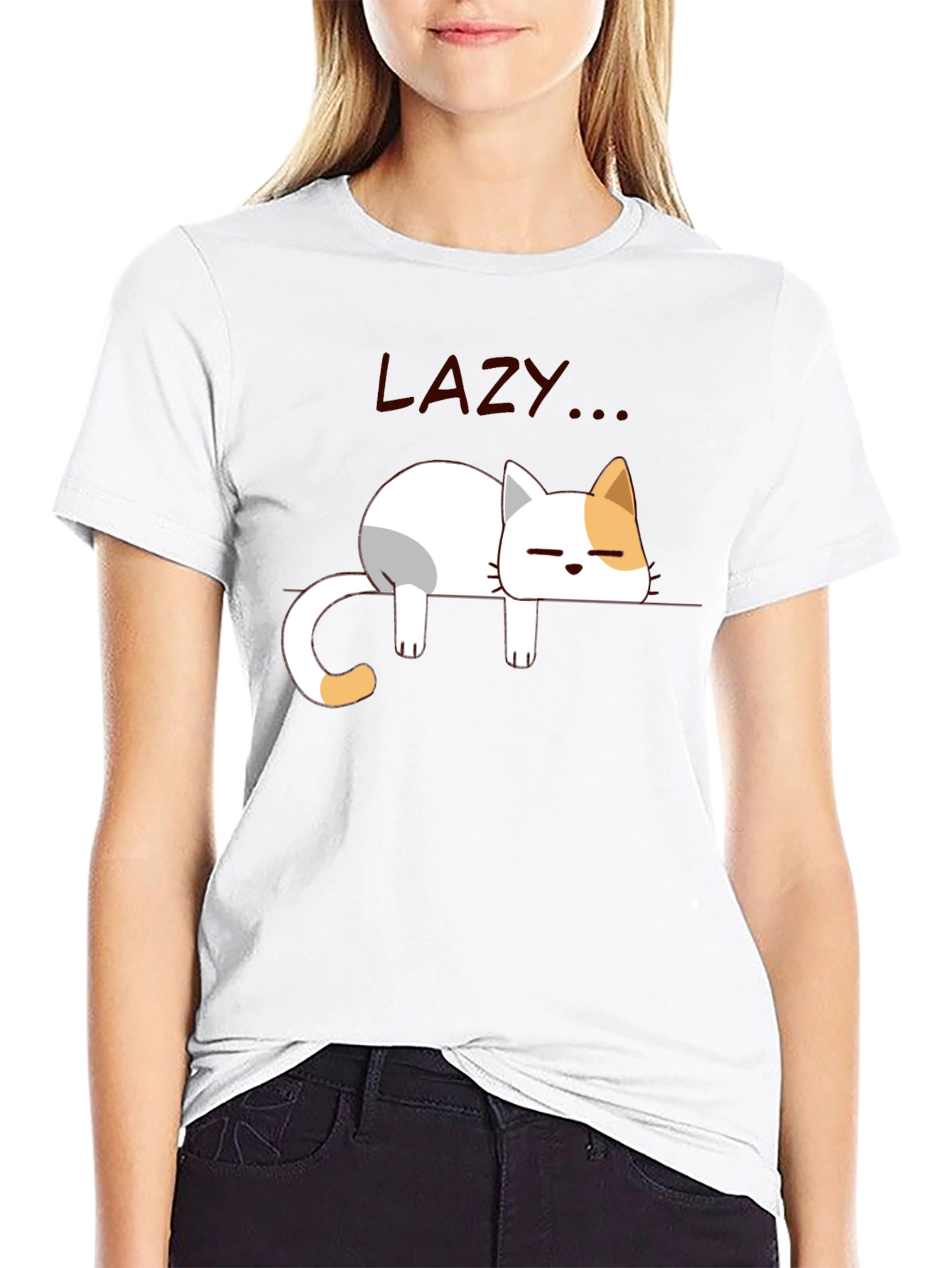 Lazy Cat Graphic T-Shirt - Relaxed Fit Soft Cotton
