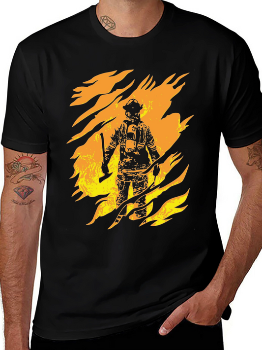 Firefighter Graphic Print T-Shirt