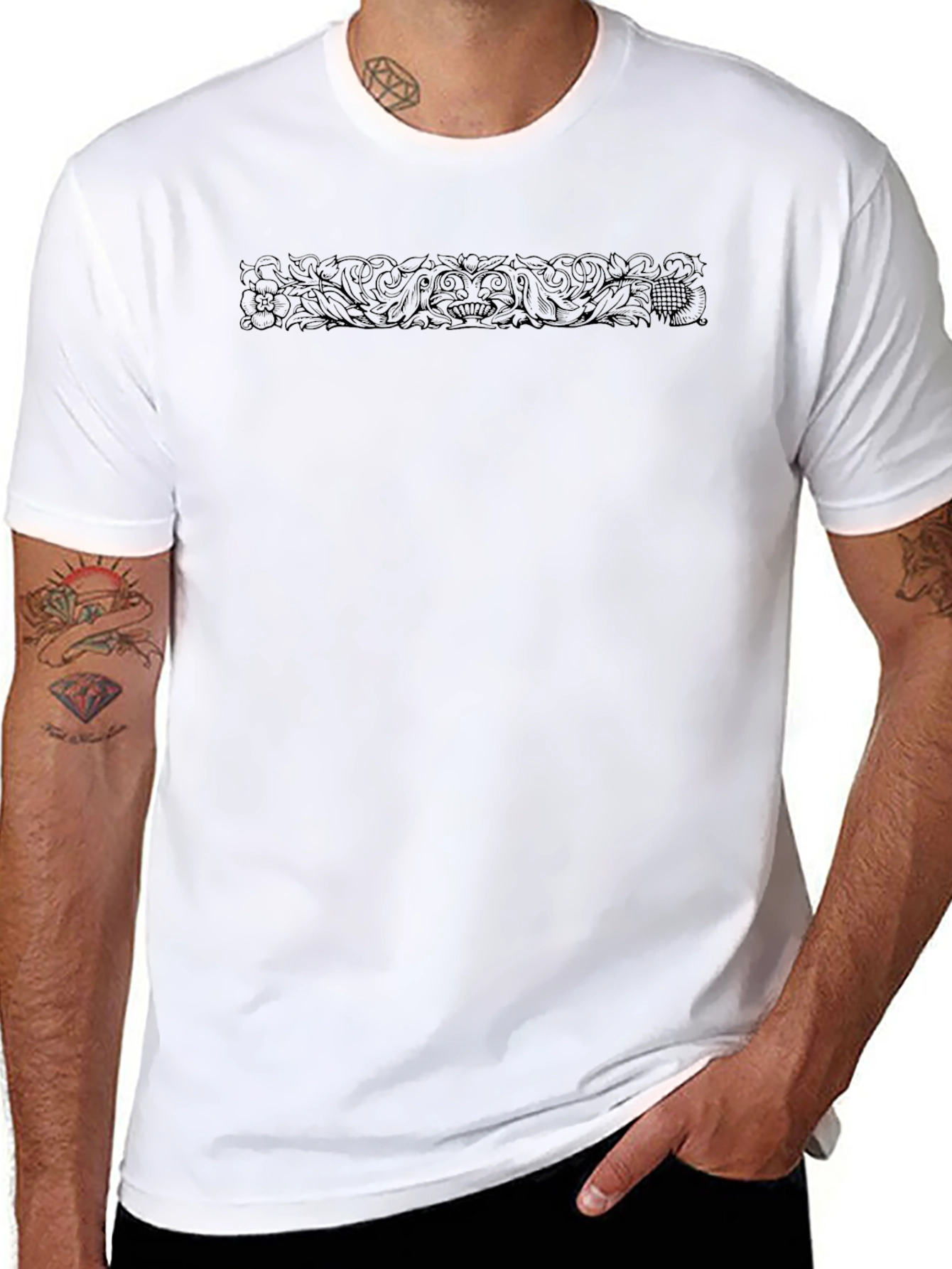 Mens Black Graphic Print Crew Neck T-Shirt
