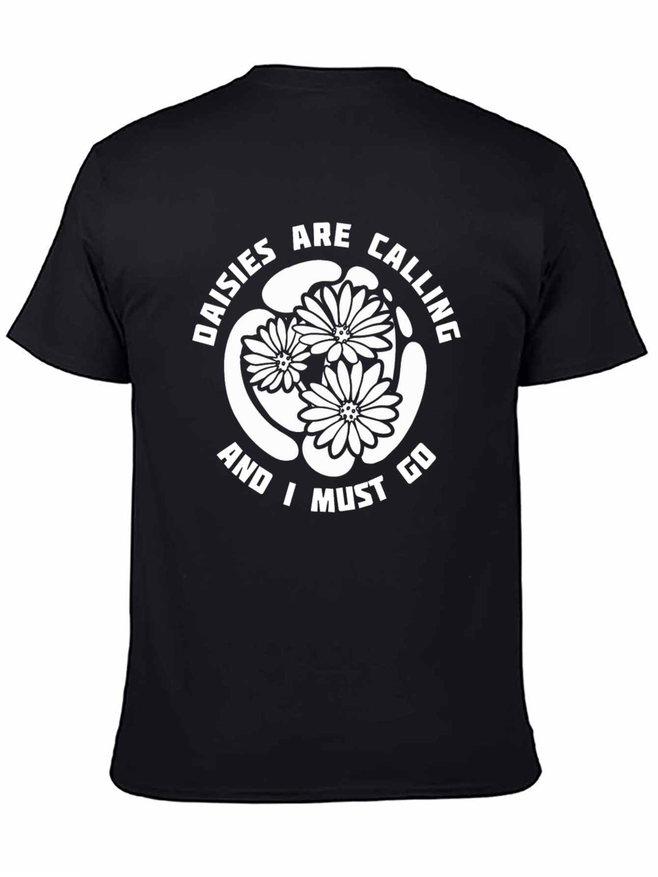 Daisies Are Calling T-Shirt - Black Cotton Tee