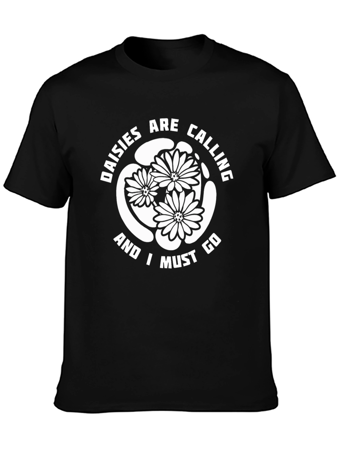 Daisies Are Calling T-Shirt - Black Cotton Tee