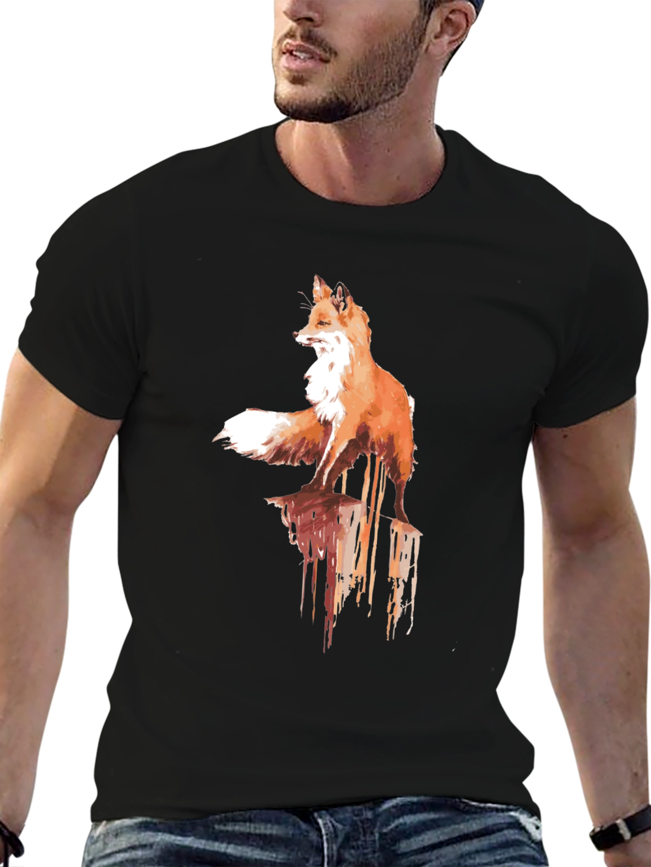 Mens Fox Graphic Tee - Stylish & Unique