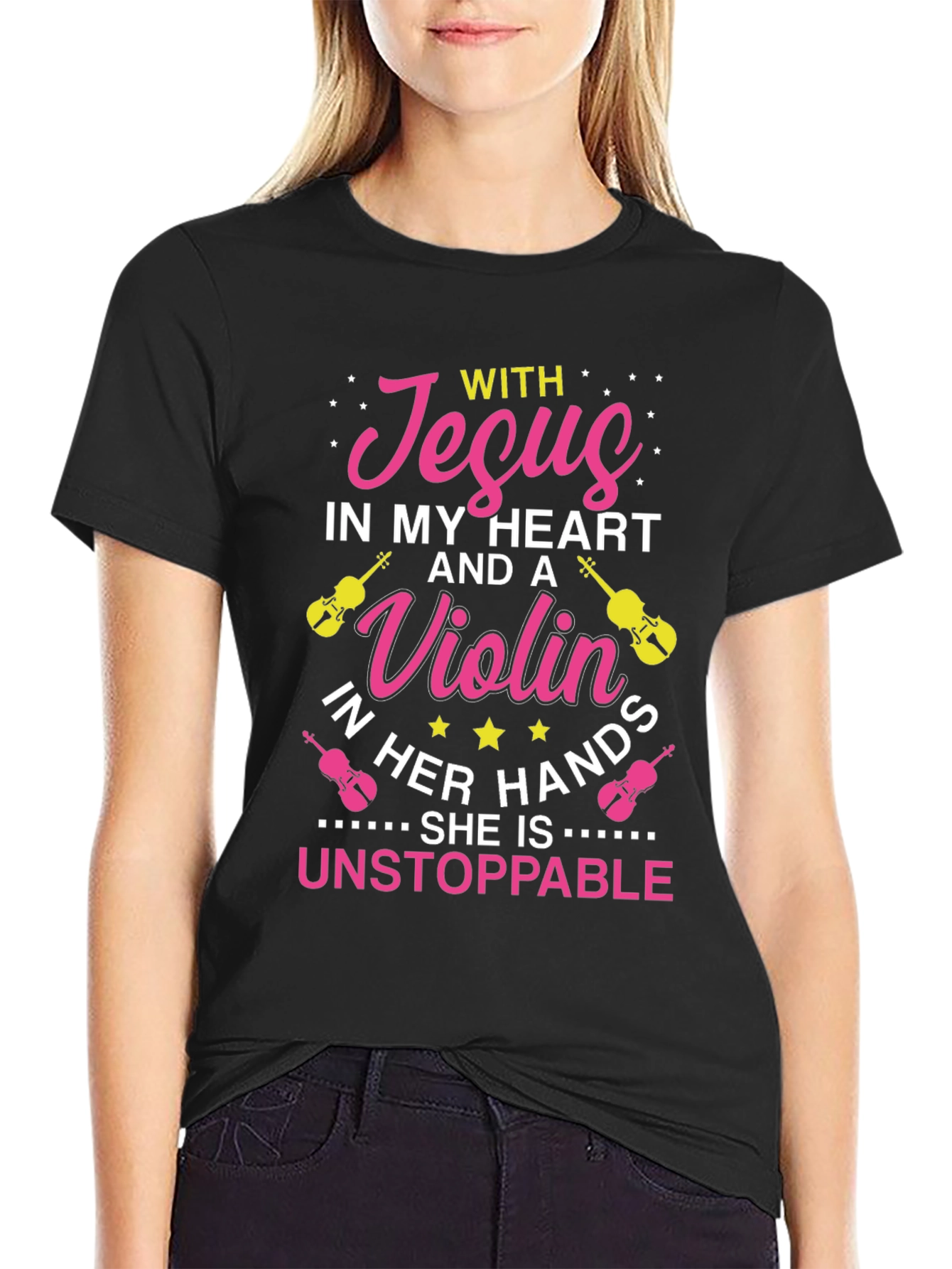 Jesus and Violin Graphic Tee