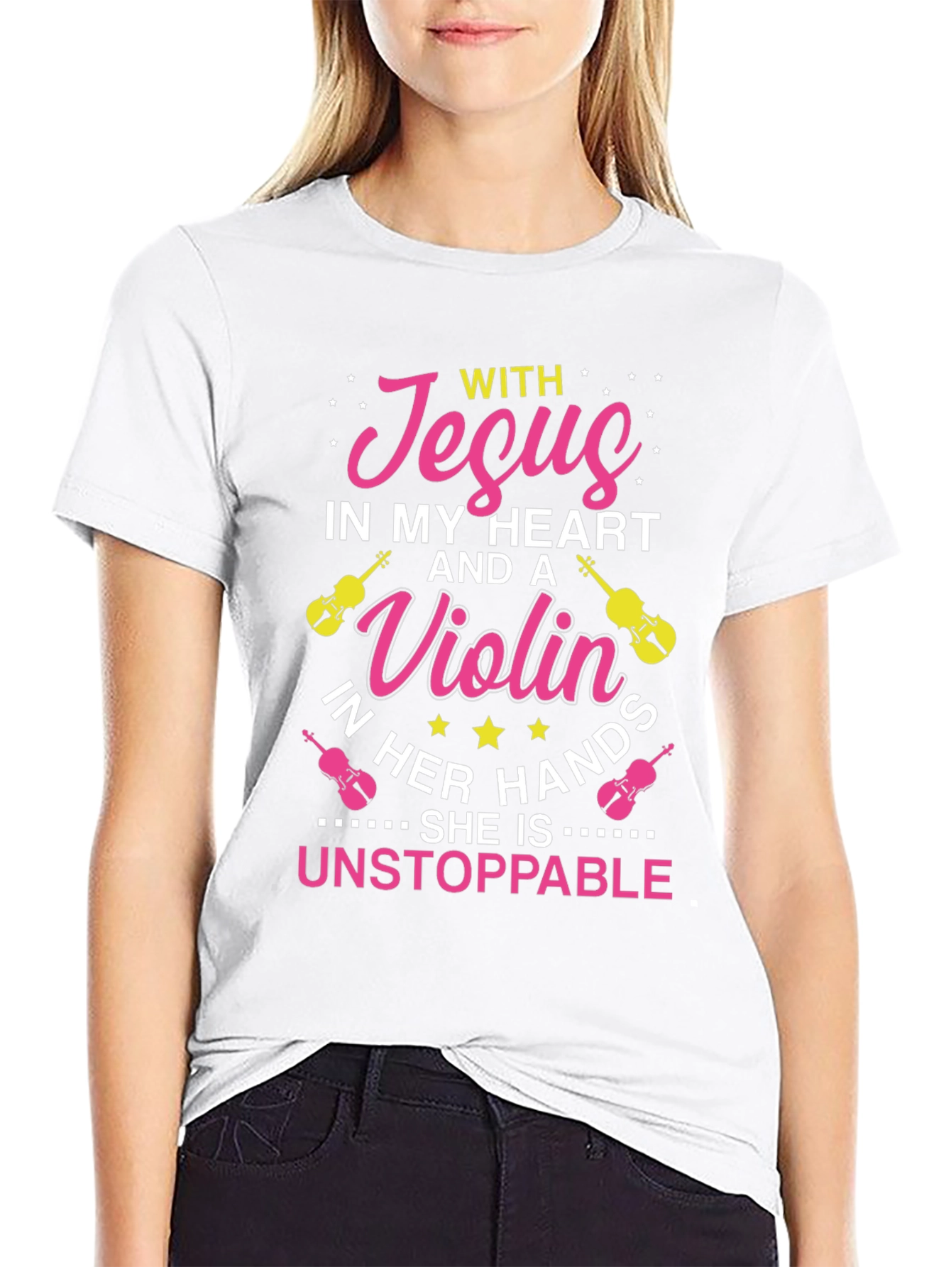Jesus and Violin Graphic Tee