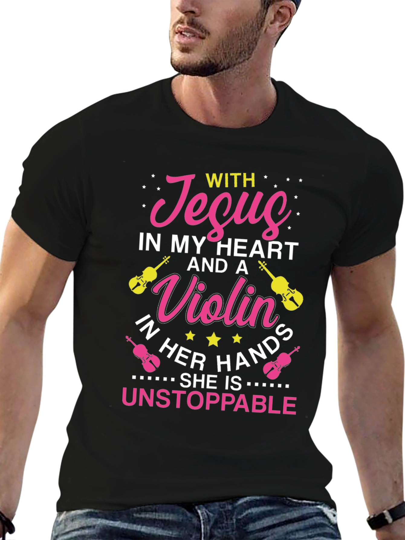 Jesus and Violin Graphic Tee