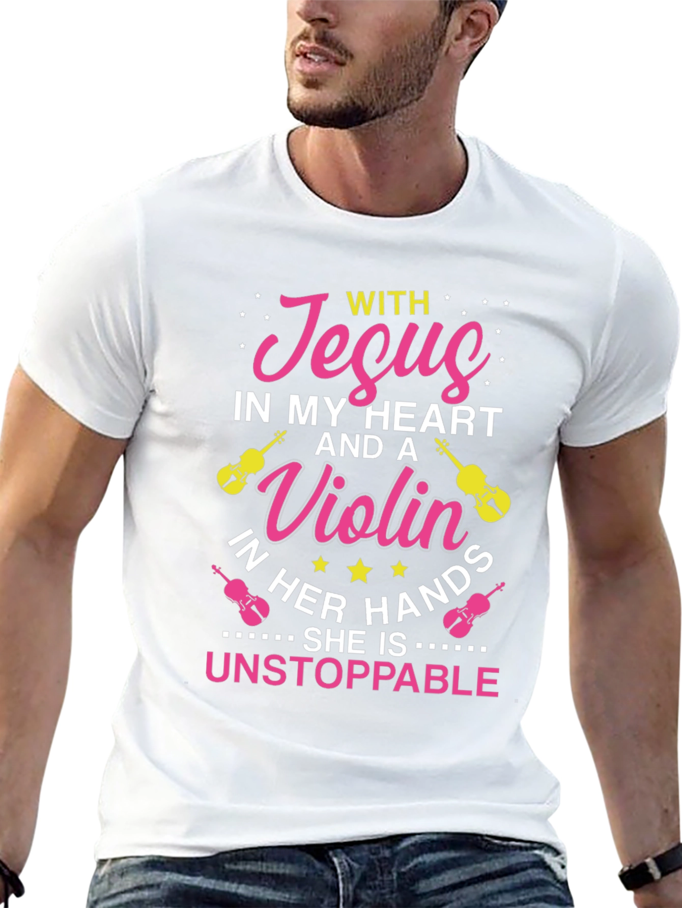 Jesus and Violin Graphic Tee