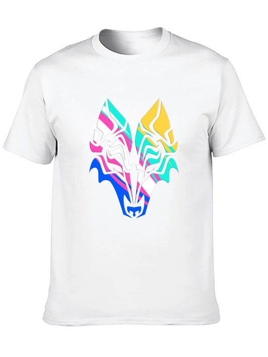 Abstract Wolf Graphic Tee - Bold Colorful Design