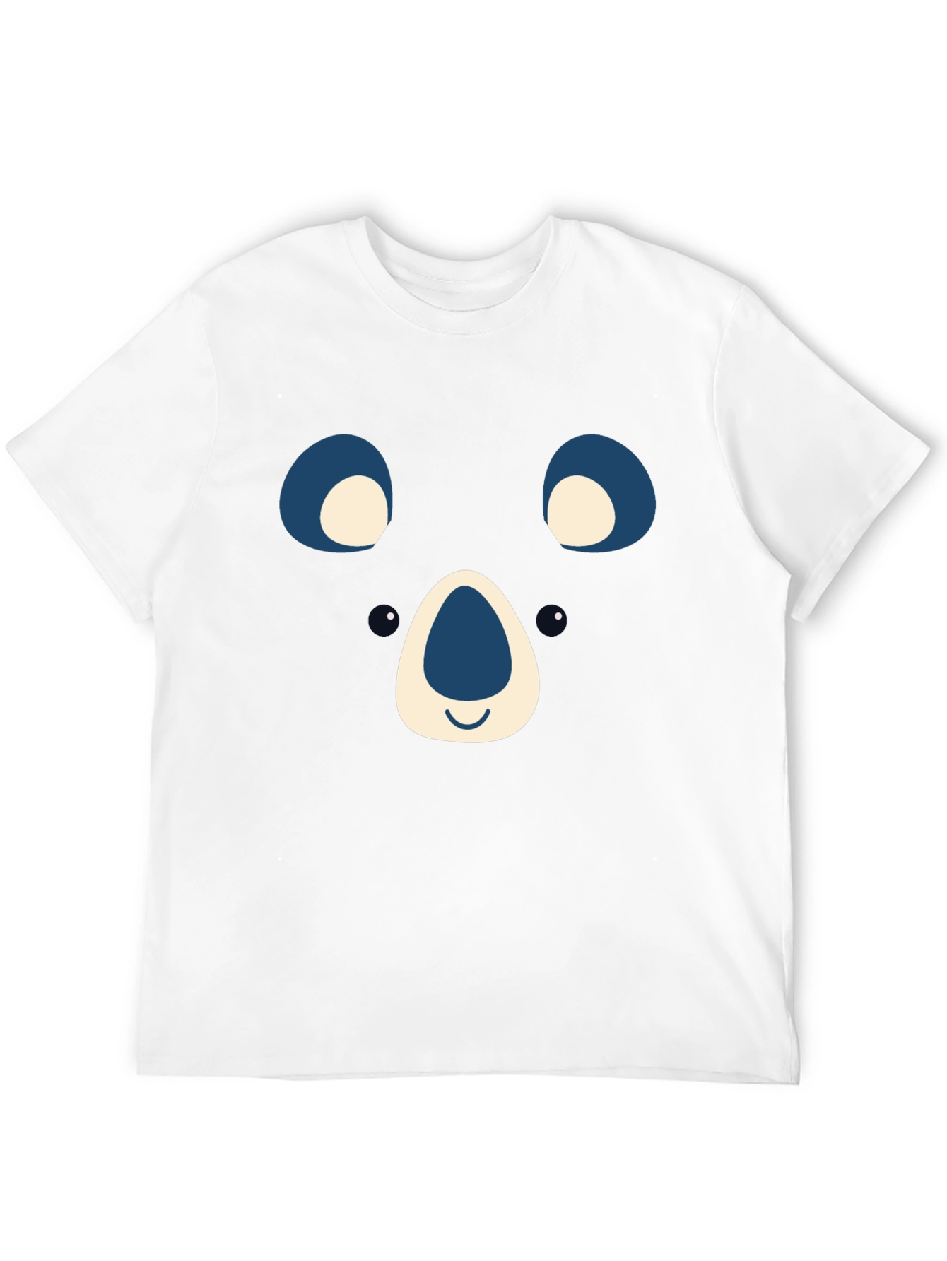 Cute Bear Face Graphic Tee - Black