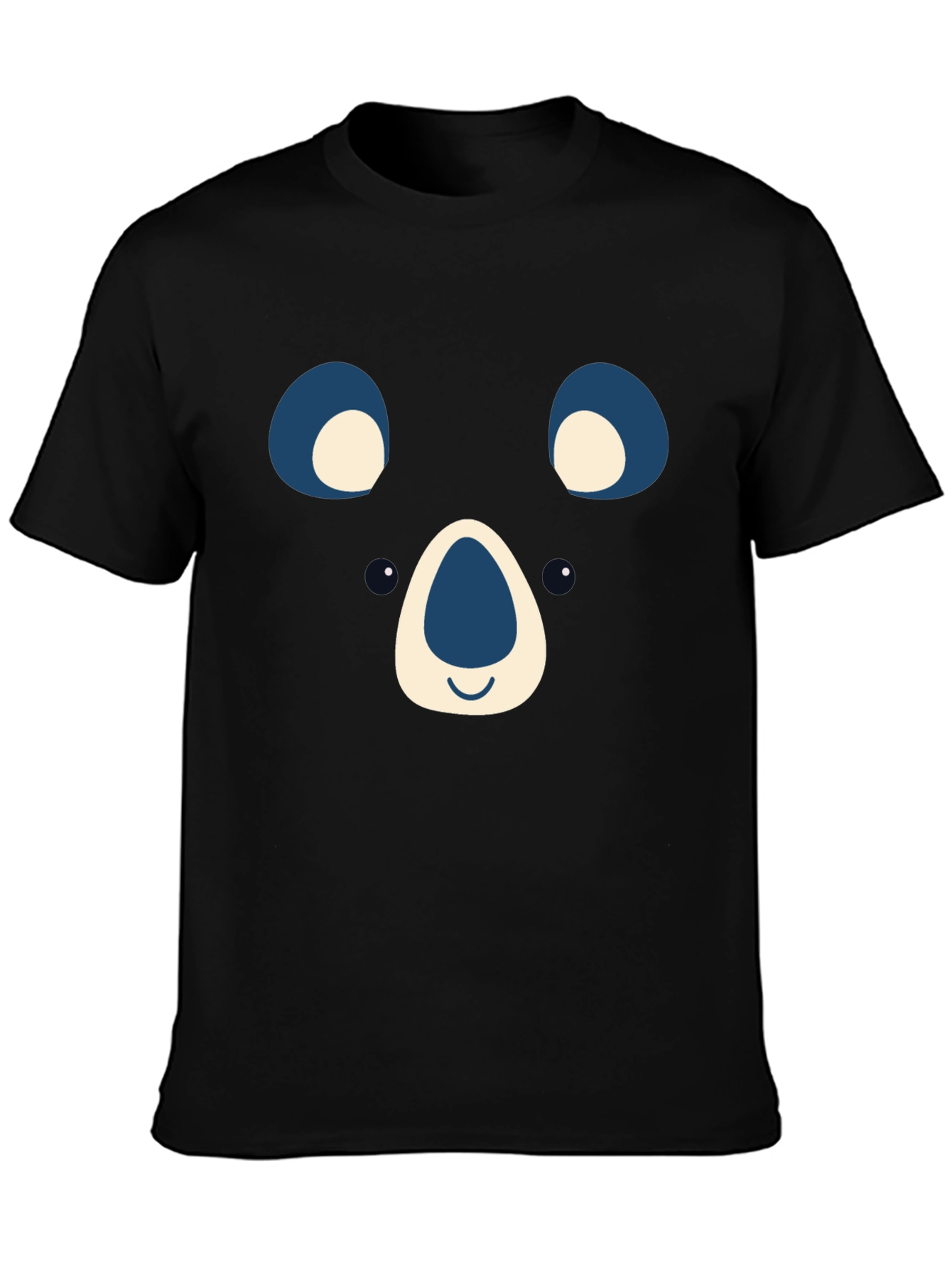 Cute Bear Face Graphic Tee - Black