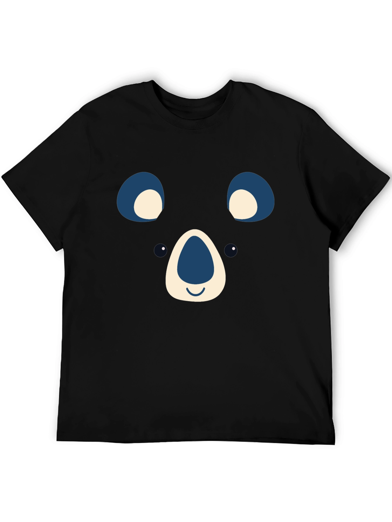 Cute Bear Face Graphic Tee - Black