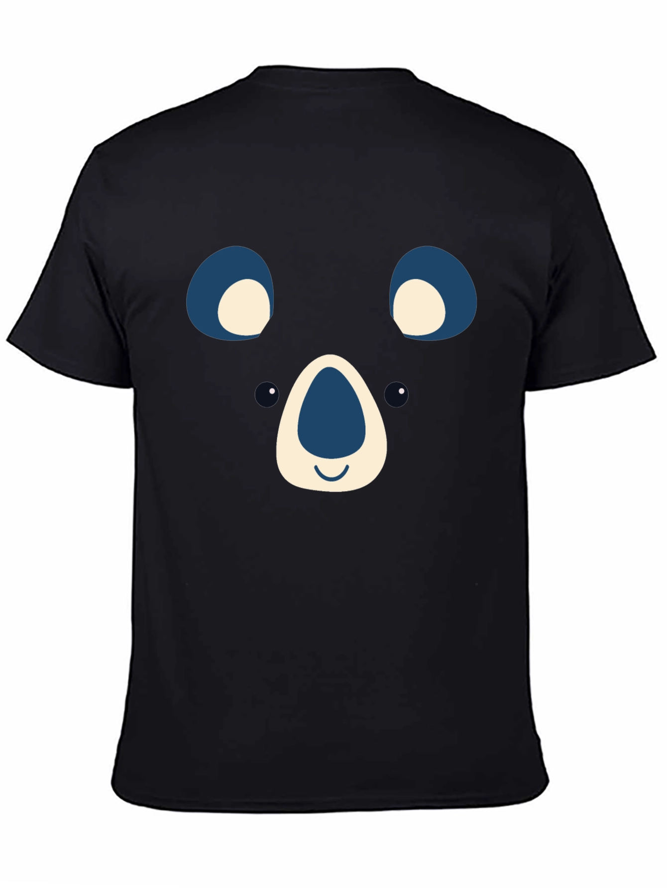 Cute Bear Face Graphic Tee - Black