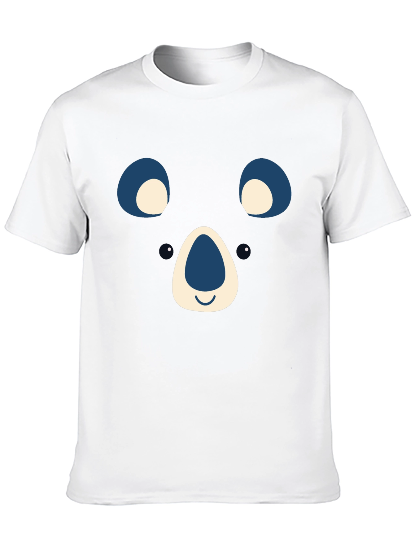 Cute Bear Face Graphic Tee - Black