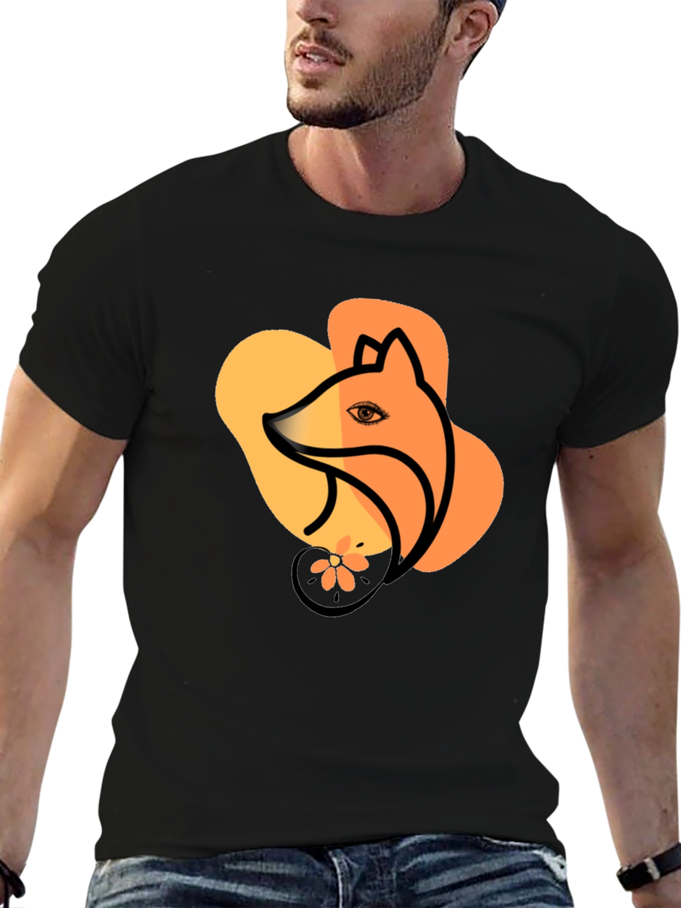 Fox Graphic Black T-Shirt Stylish Unisex Tee