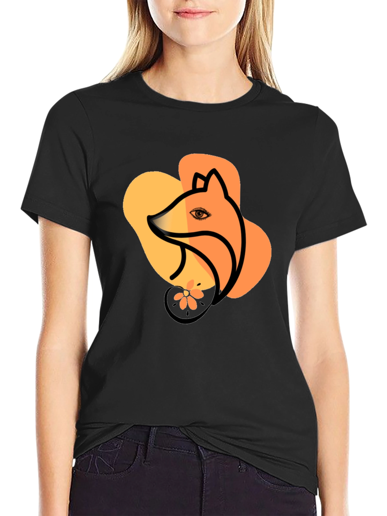 Fox Graphic Black T-Shirt Stylish Unisex Tee