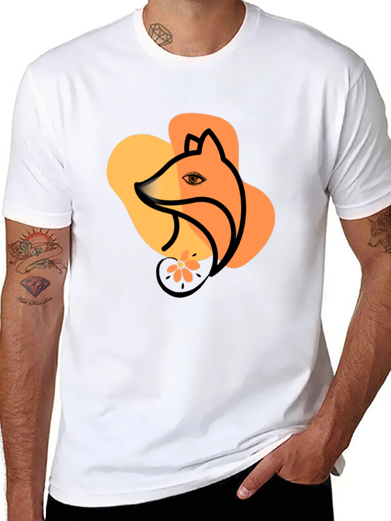 Fox Graphic Black T-Shirt Stylish Unisex Tee