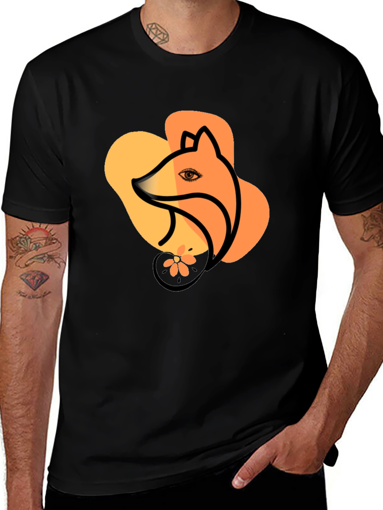 Fox Graphic Black T-Shirt Stylish Unisex Tee