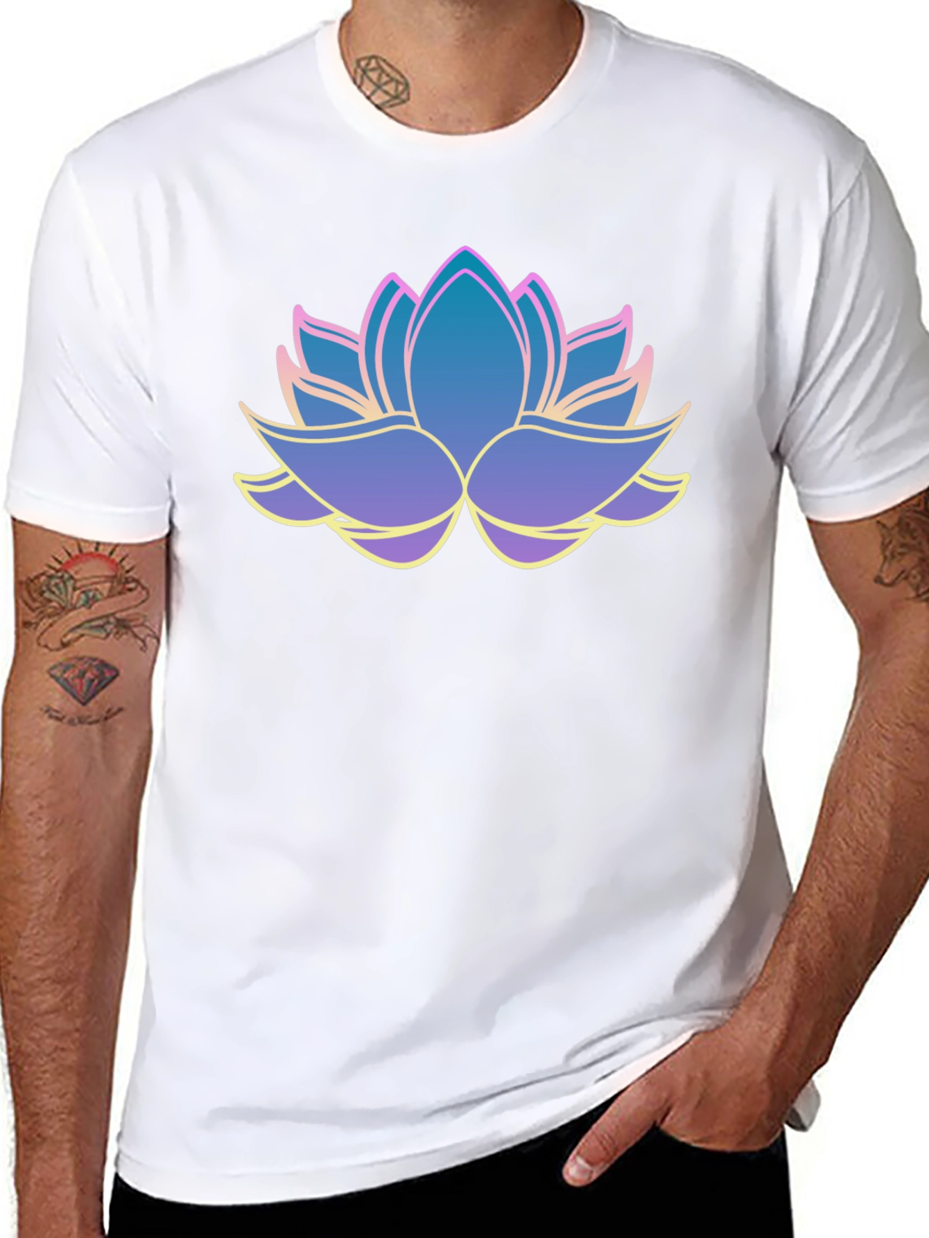 Lotus Flower Graphic Tee - Mens Black T-Shirt