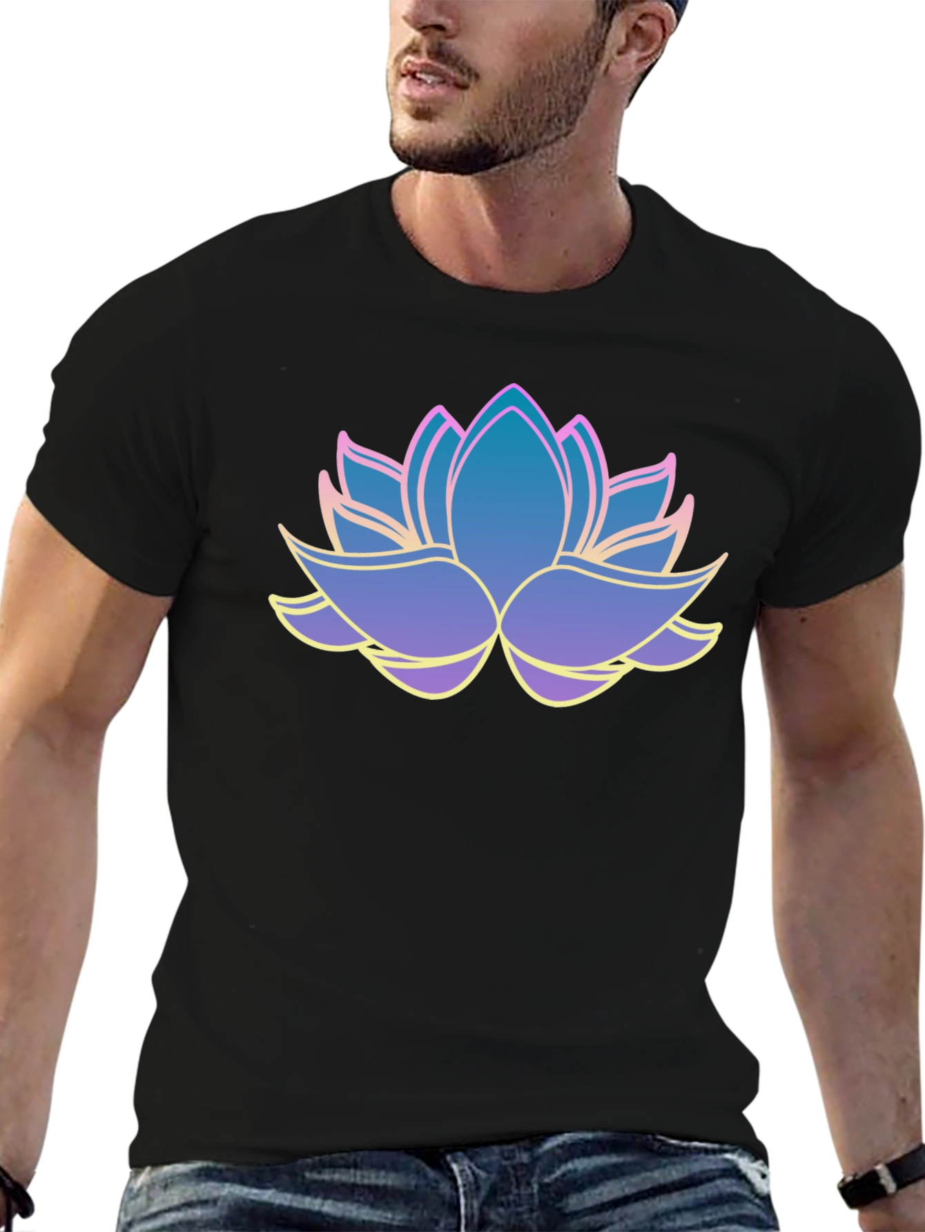 Lotus Flower Graphic Tee - Mens Black T-Shirt