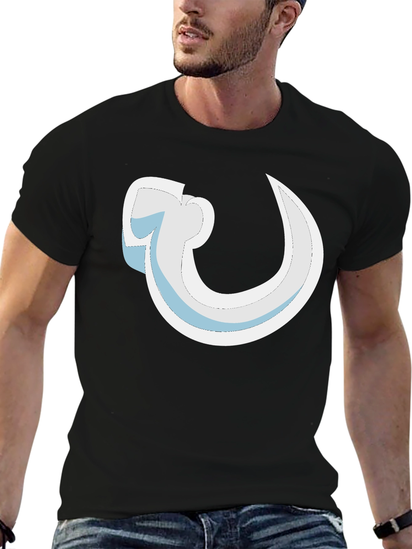 Abstract Curve Graphic Black T-Shirt