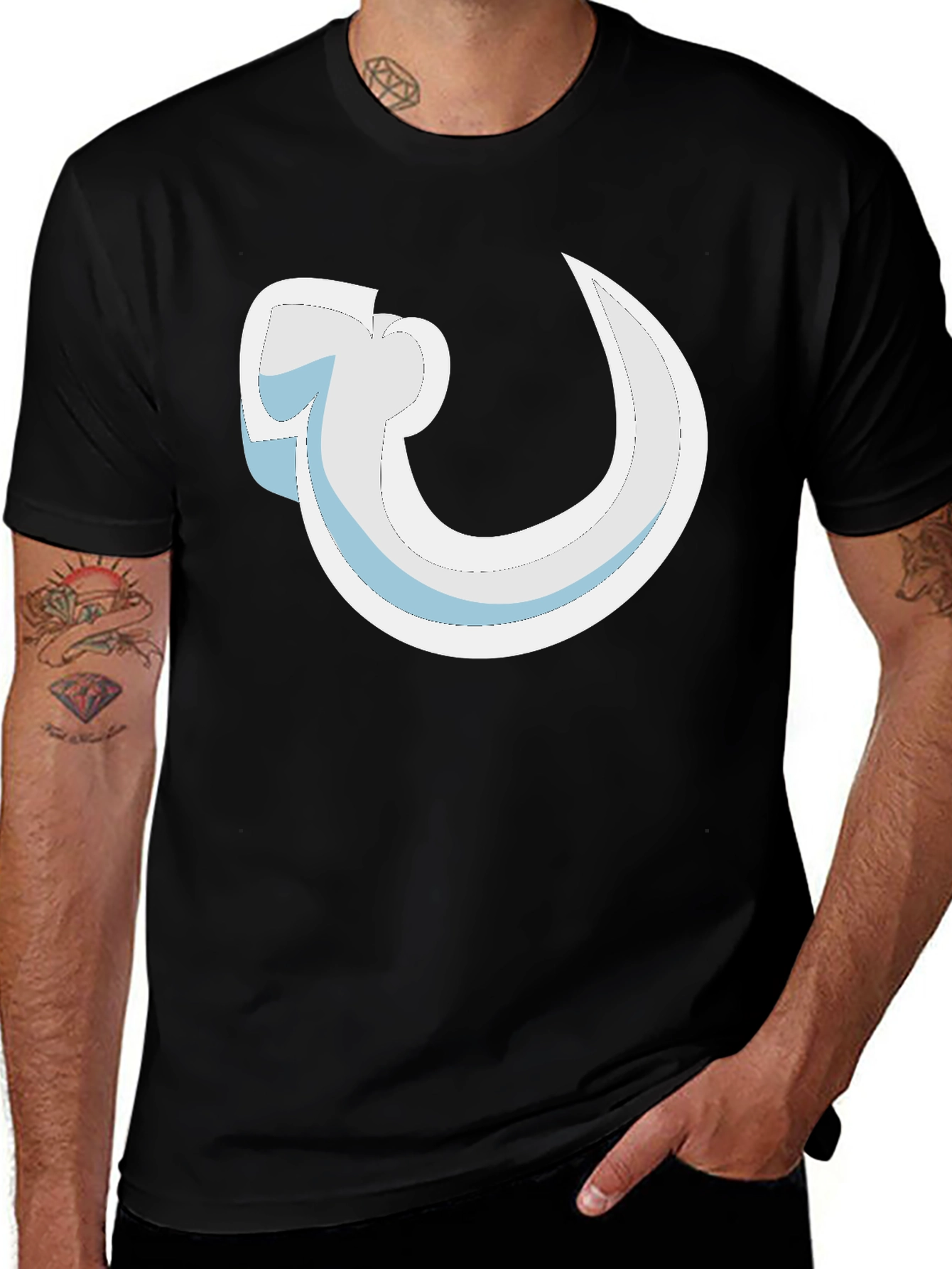 Abstract Curve Graphic Black T-Shirt