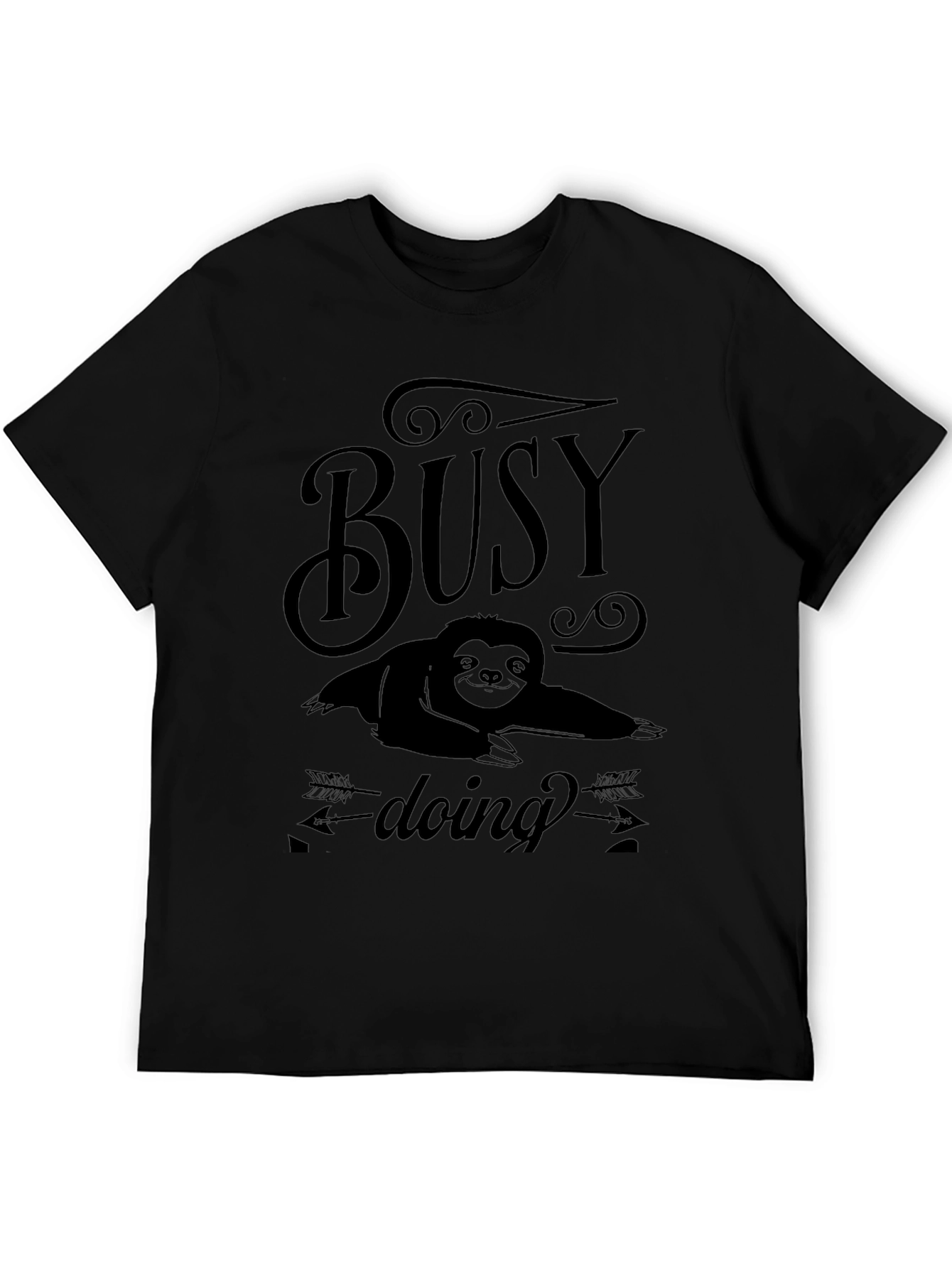 Busy Doing Nothing Sloth Graphic Tee - Black