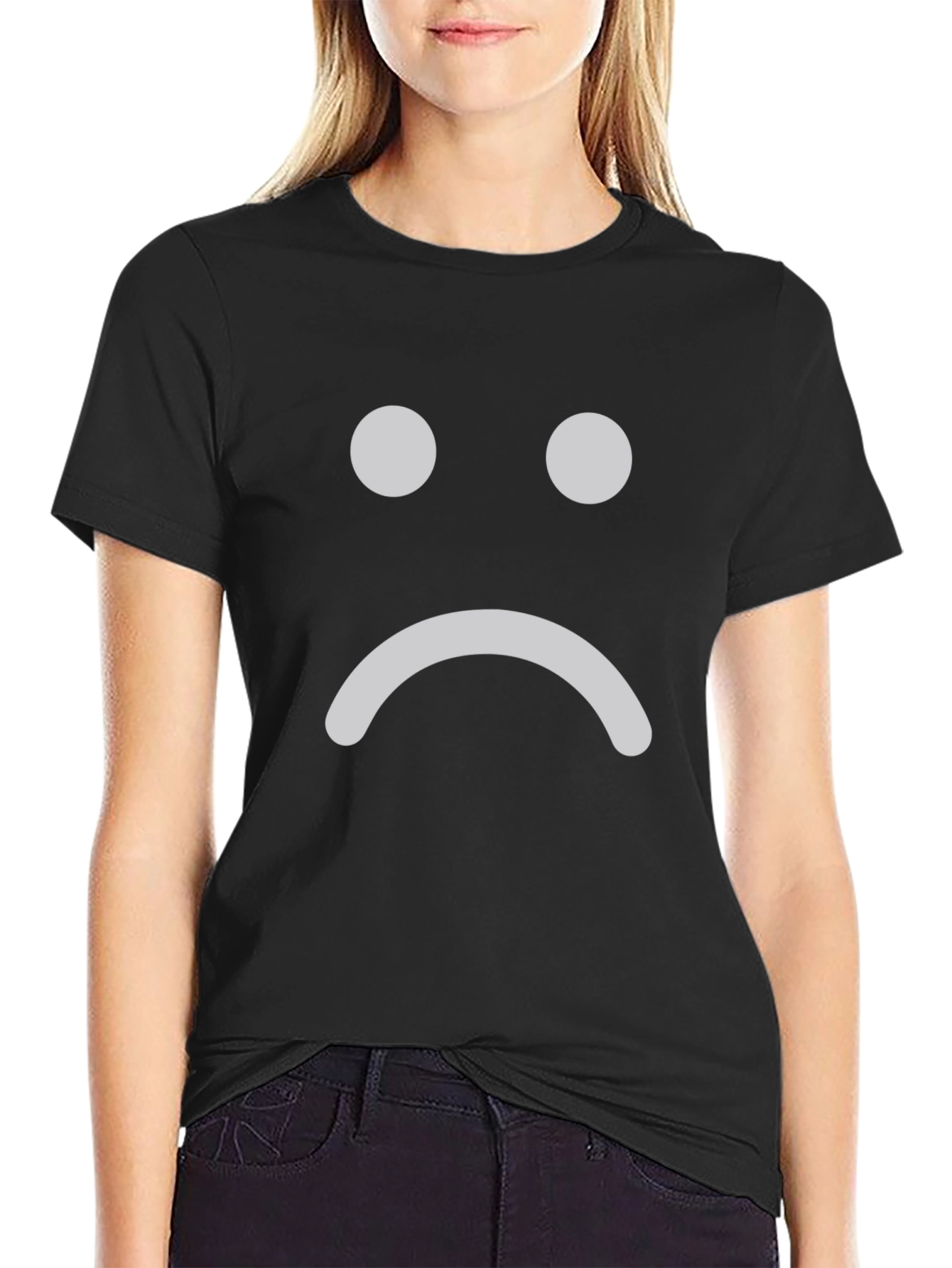 Sad Face Graphic T-Shirt - Unisex Crew Neck Tee